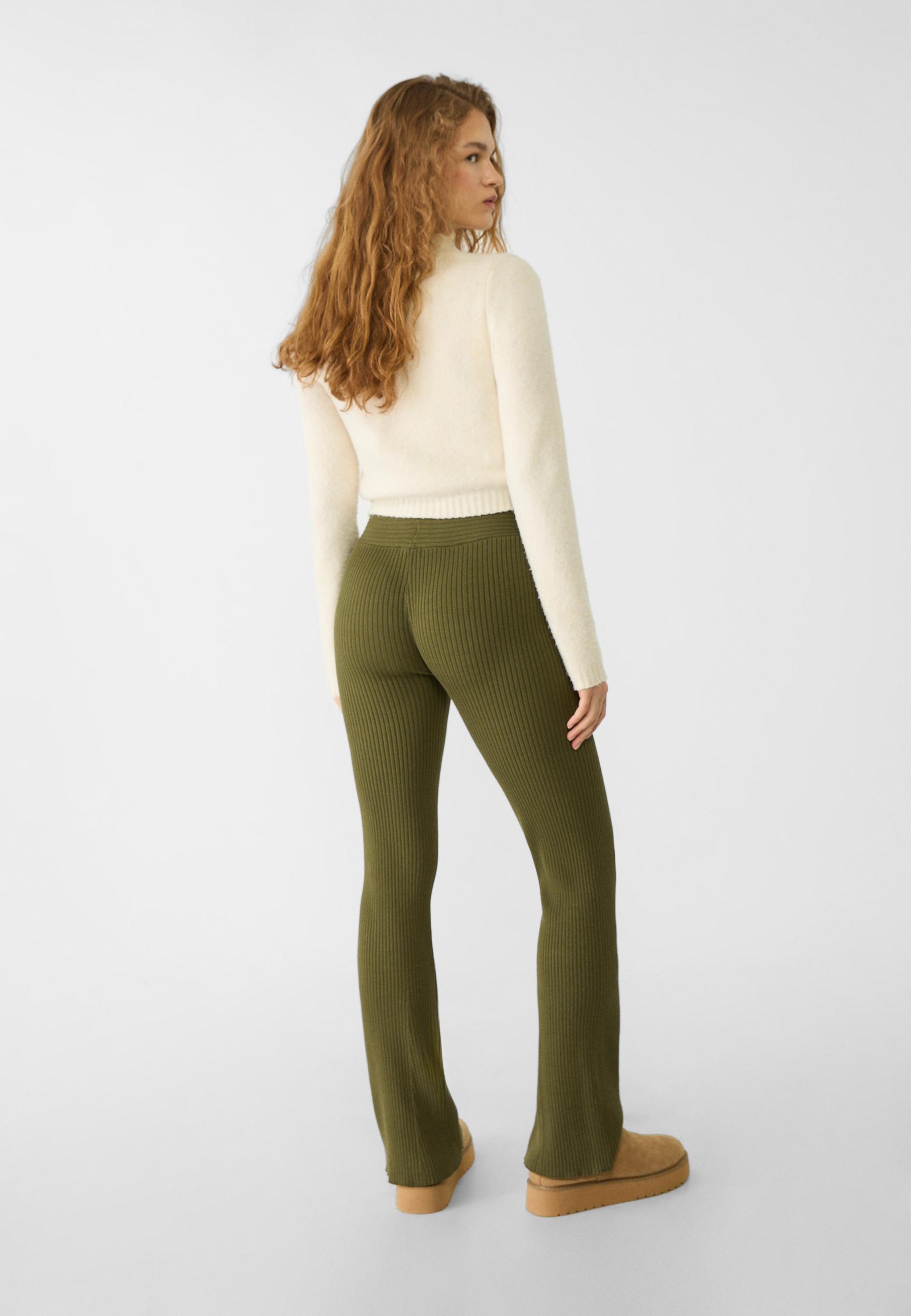 Flared knit trousers - Women's fashion | Stradivarius United Arab Emirates