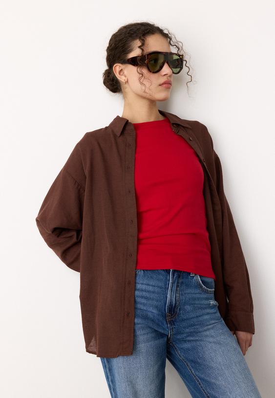 camisa fluida efecto lino