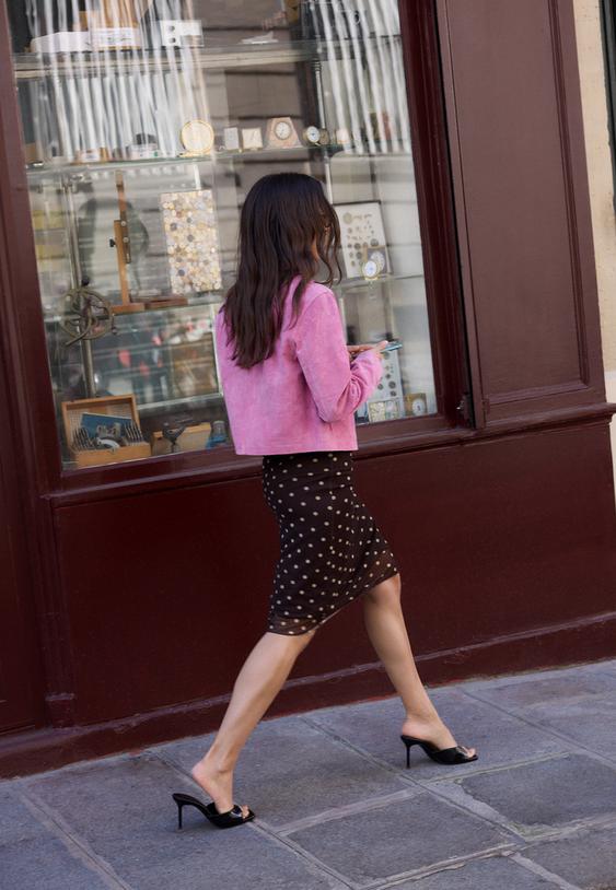 Stradivarius 100% Leather Biker Jacket Bubblegum Pink S