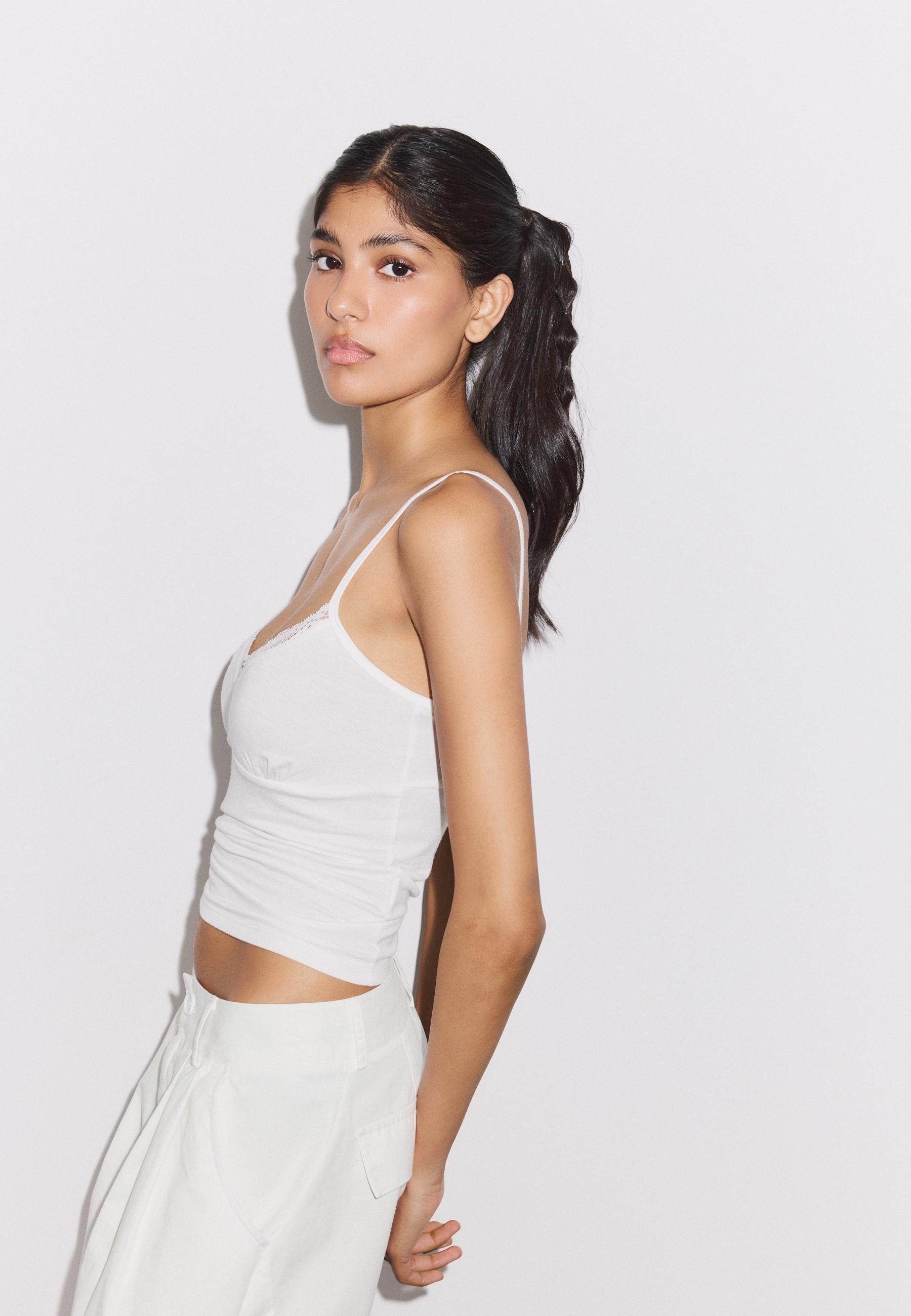 Strappy lace top — Ecru