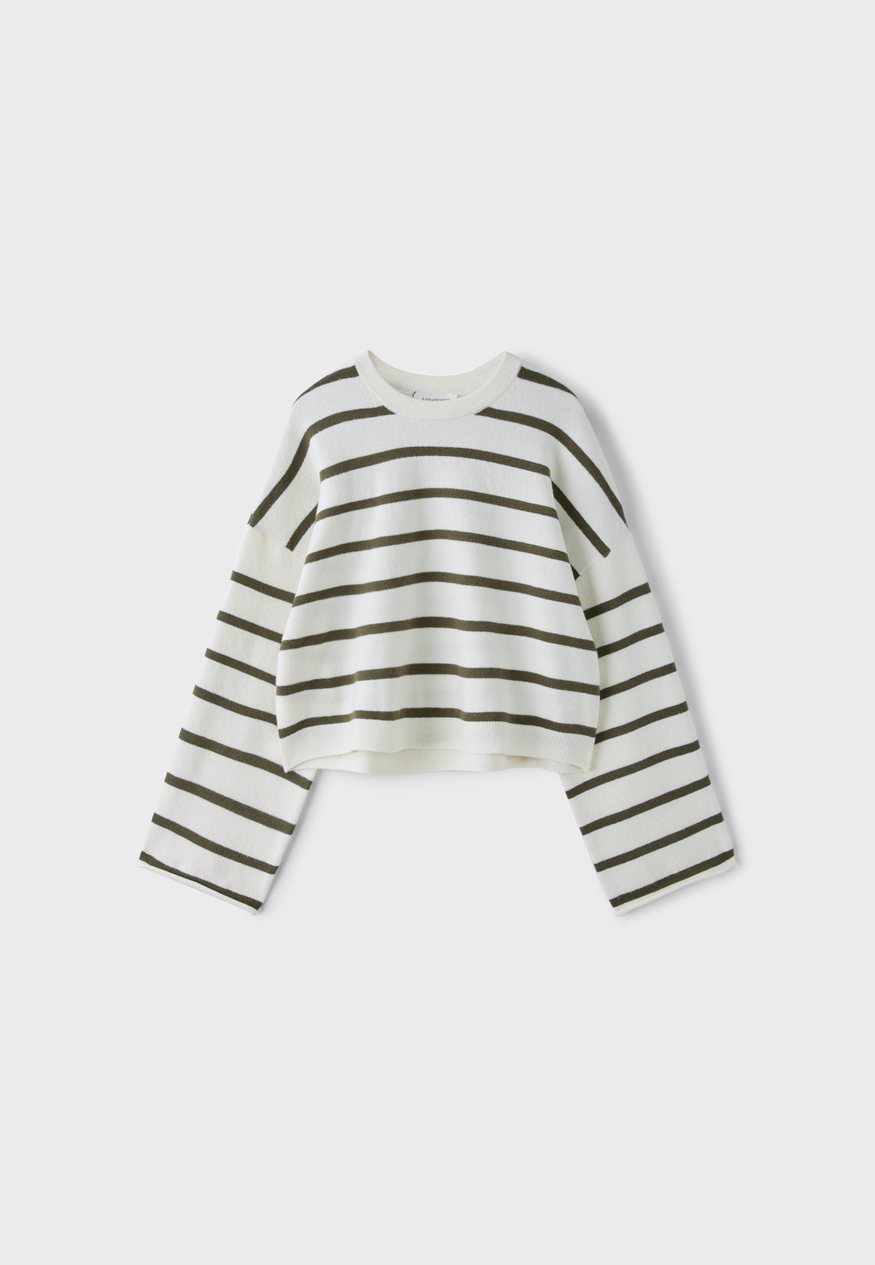 Wide sleeve cropped knit jumper — Vanilla