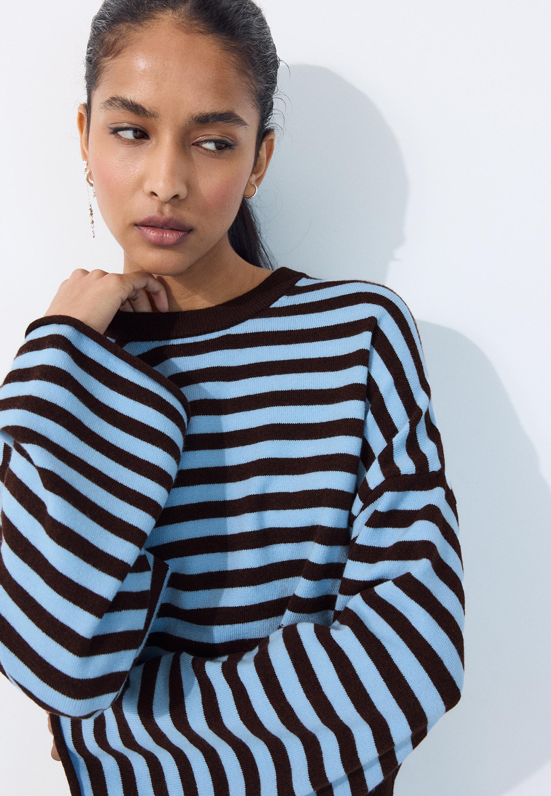 Wide sleeve cropped knit jumper — Brown