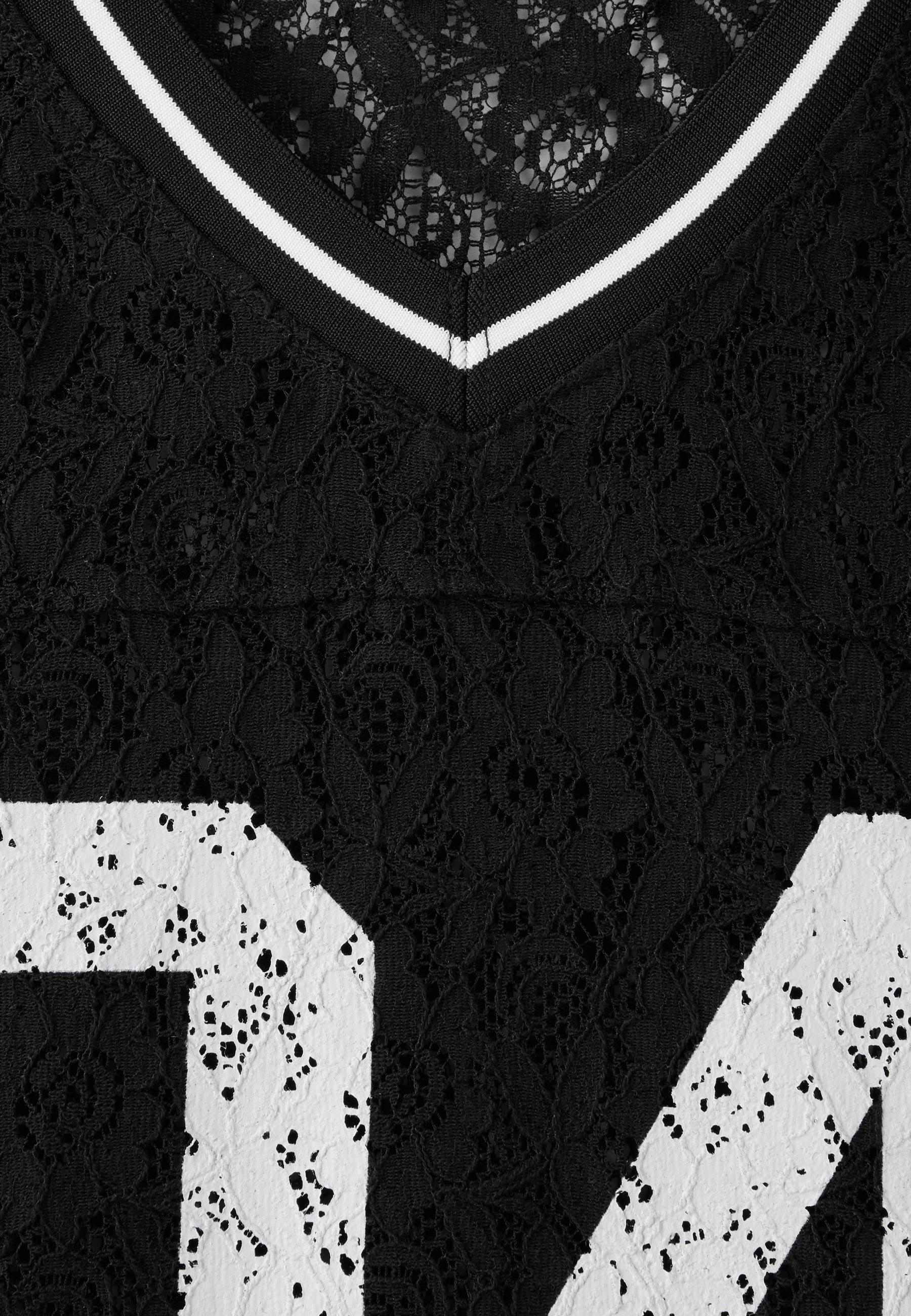 Number lace T-shirt — Black