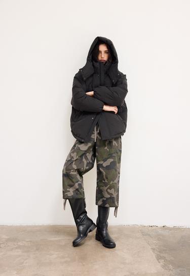 Oversize hooded puffer jacket — Black 1