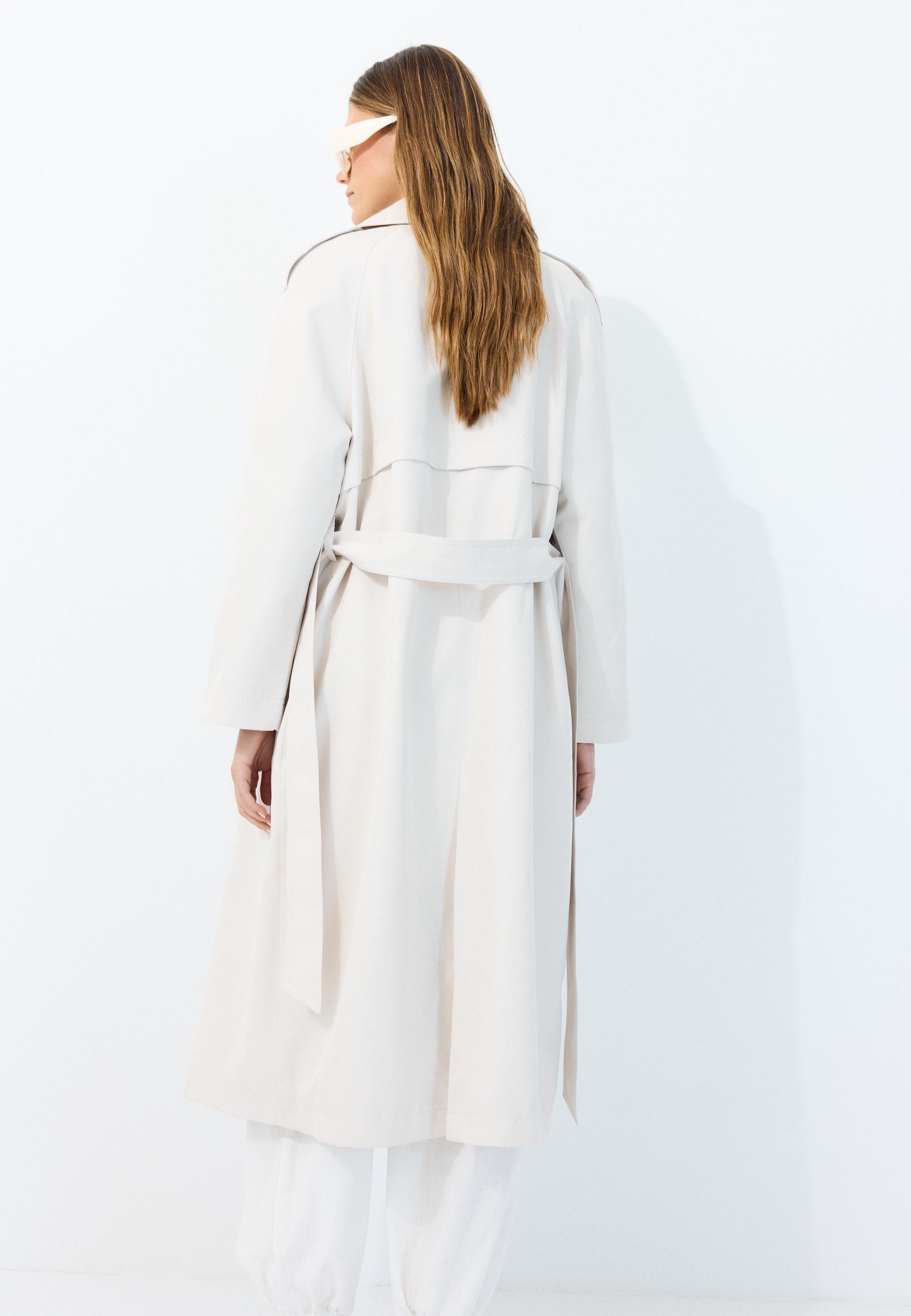 Long flowing trench coat — Stone