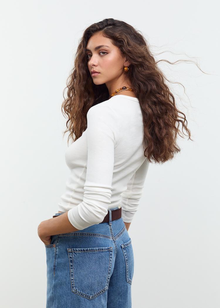 long sleeve ribbed t shirt