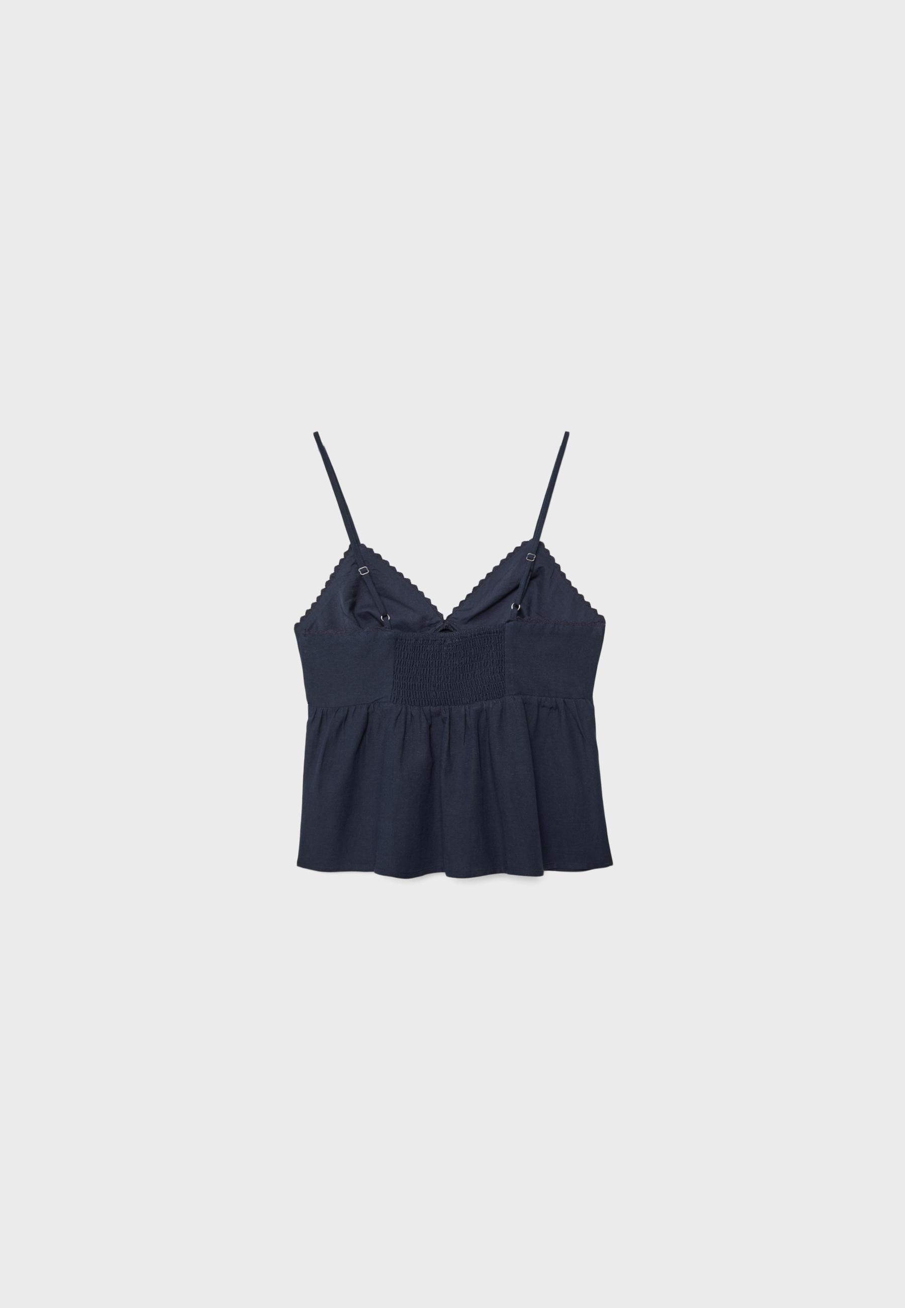 Rustic strappy top — Dark blue