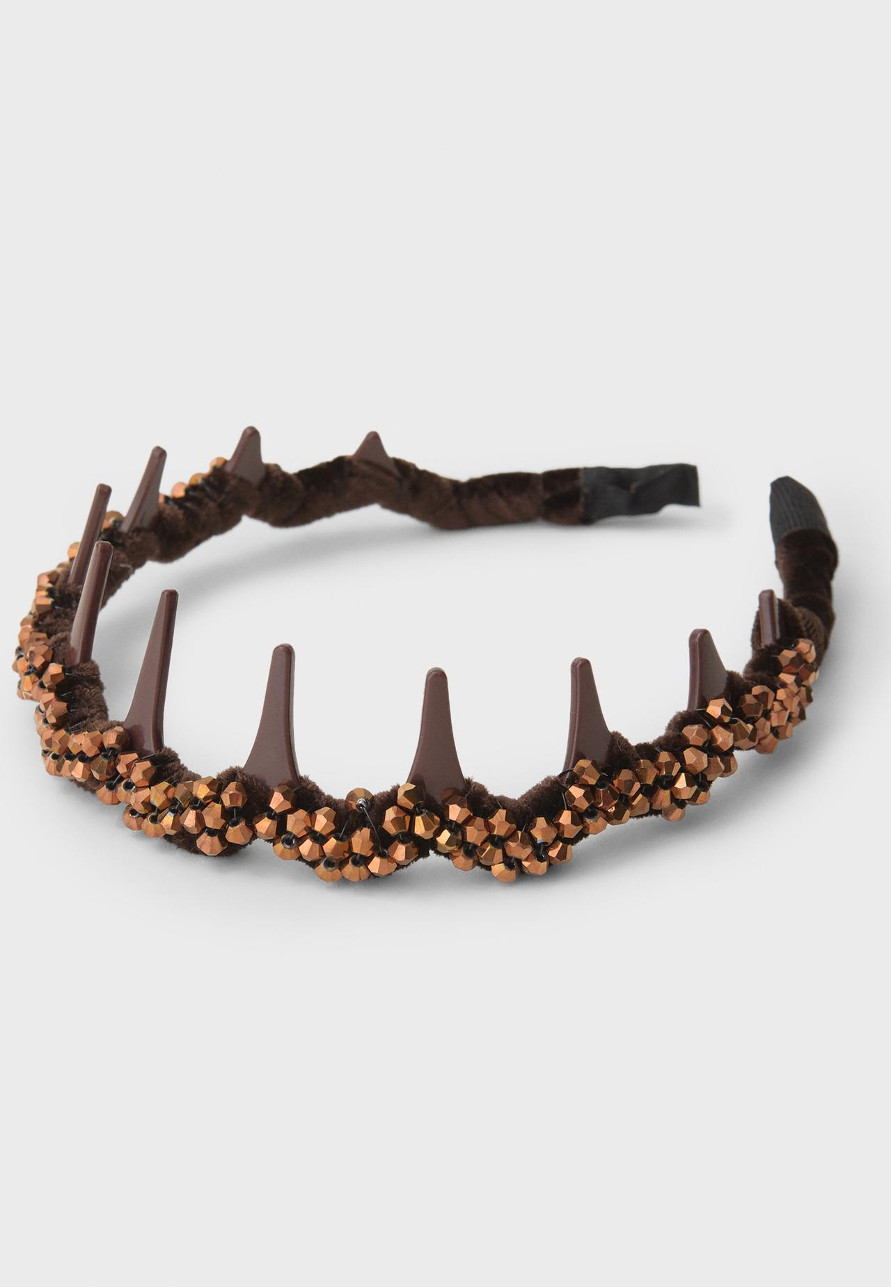 Rigid shimmery headband — Brown