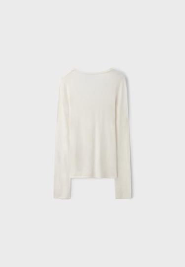 Basic wool and silk round neck jumper — Vanilla 9