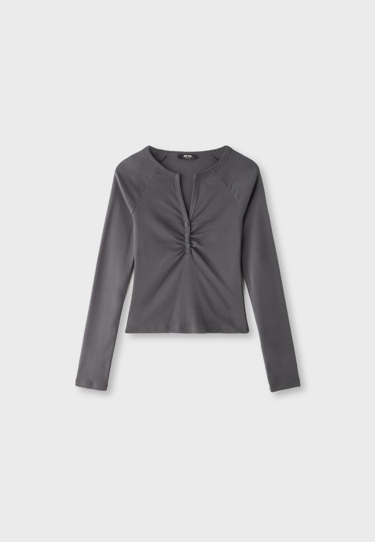 Long sleeve henley top — Dark grey