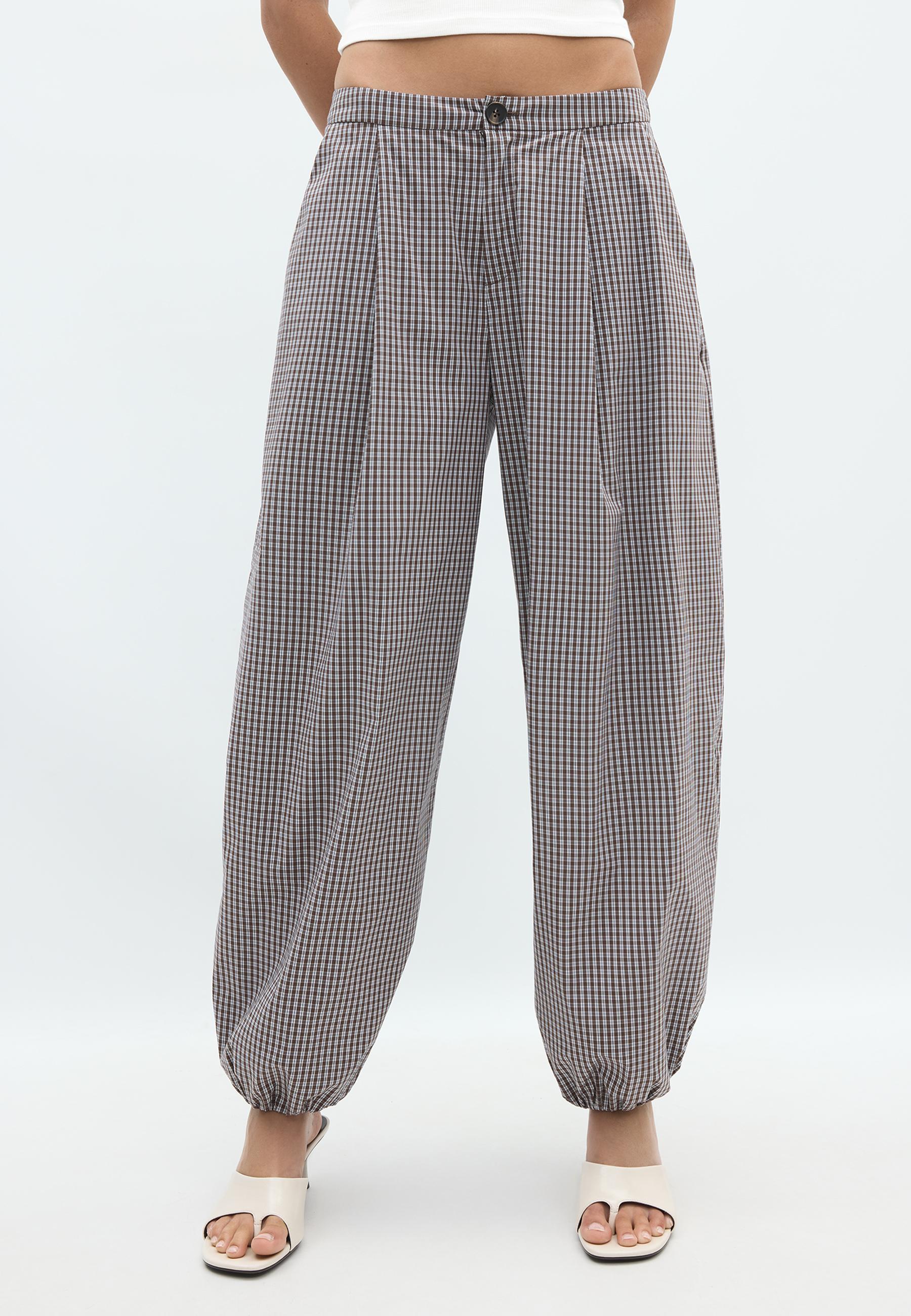 Checked balloon trousers — Brown