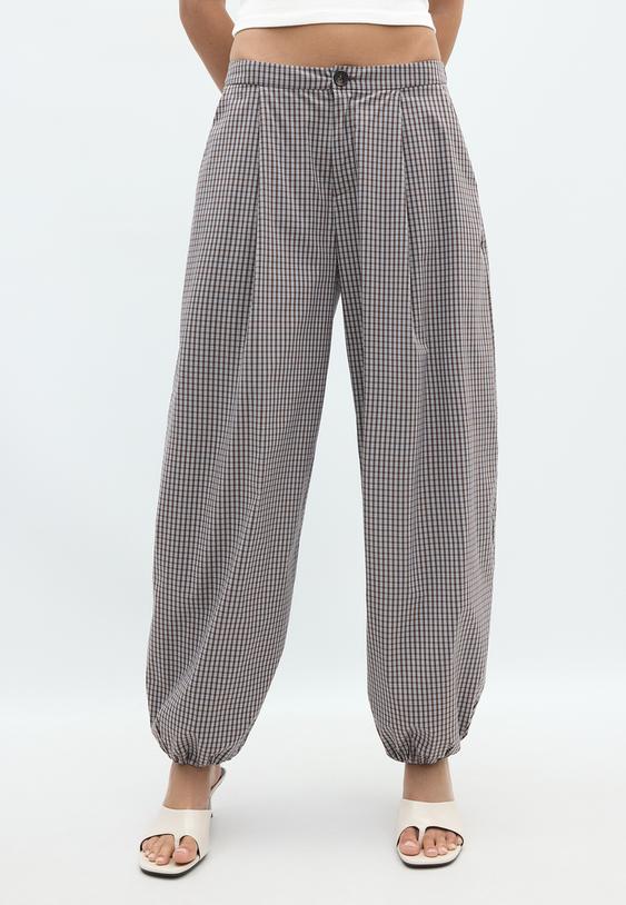 pantalon balloon estampado cuadros