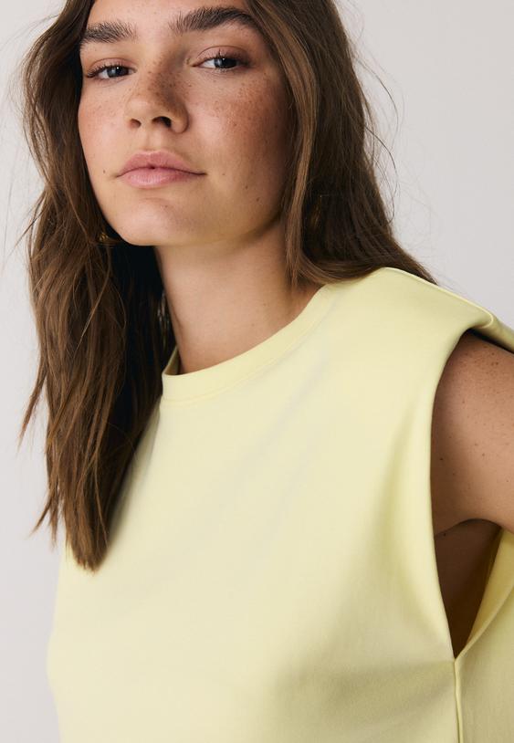 Stradivarius T-Shirt Basique Épaulettes Jaune Pastel Xl