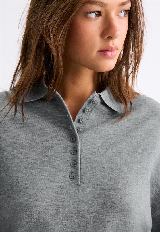 camisola de malha com gola de polo