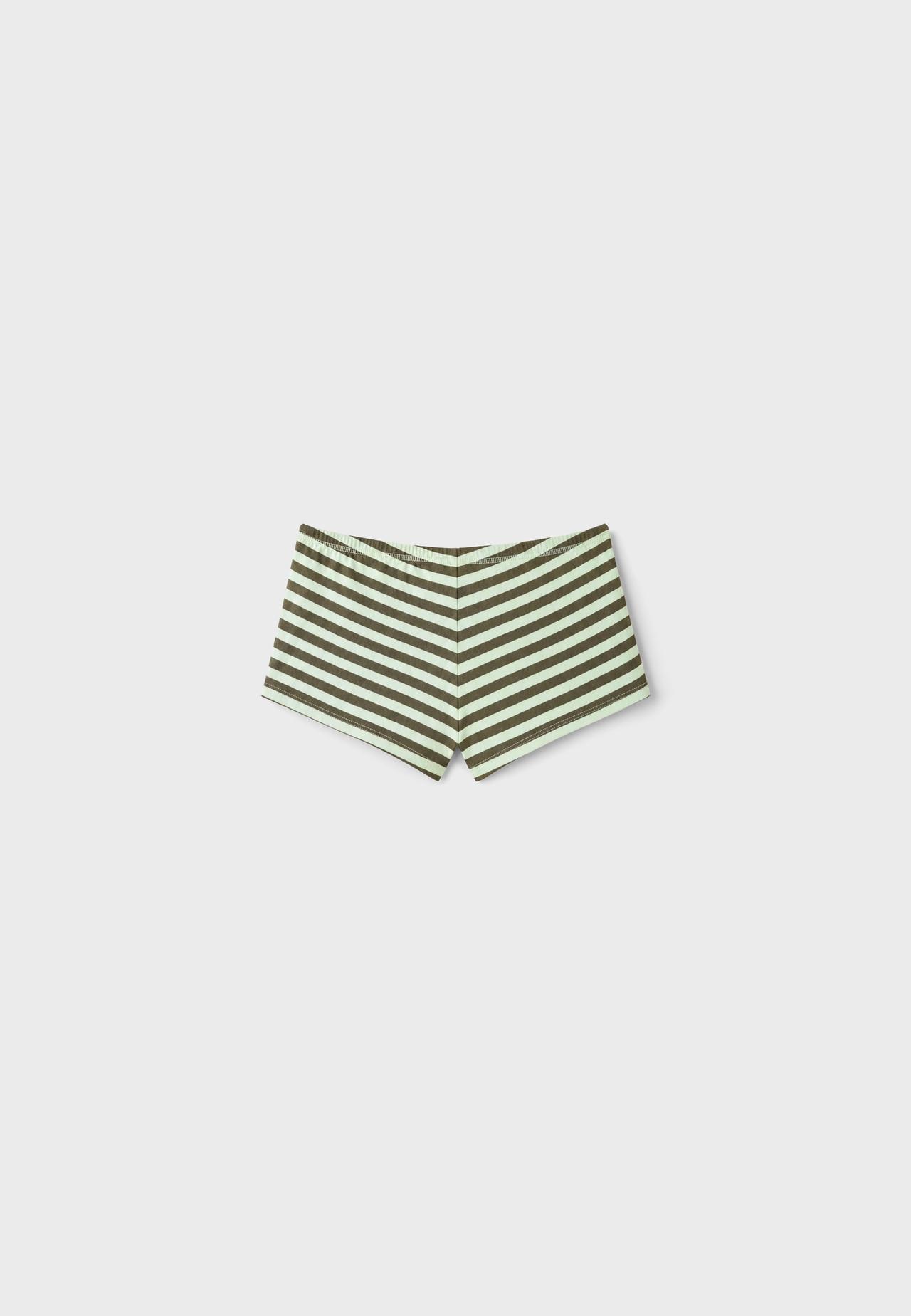 Striped mini shorts — Khaki