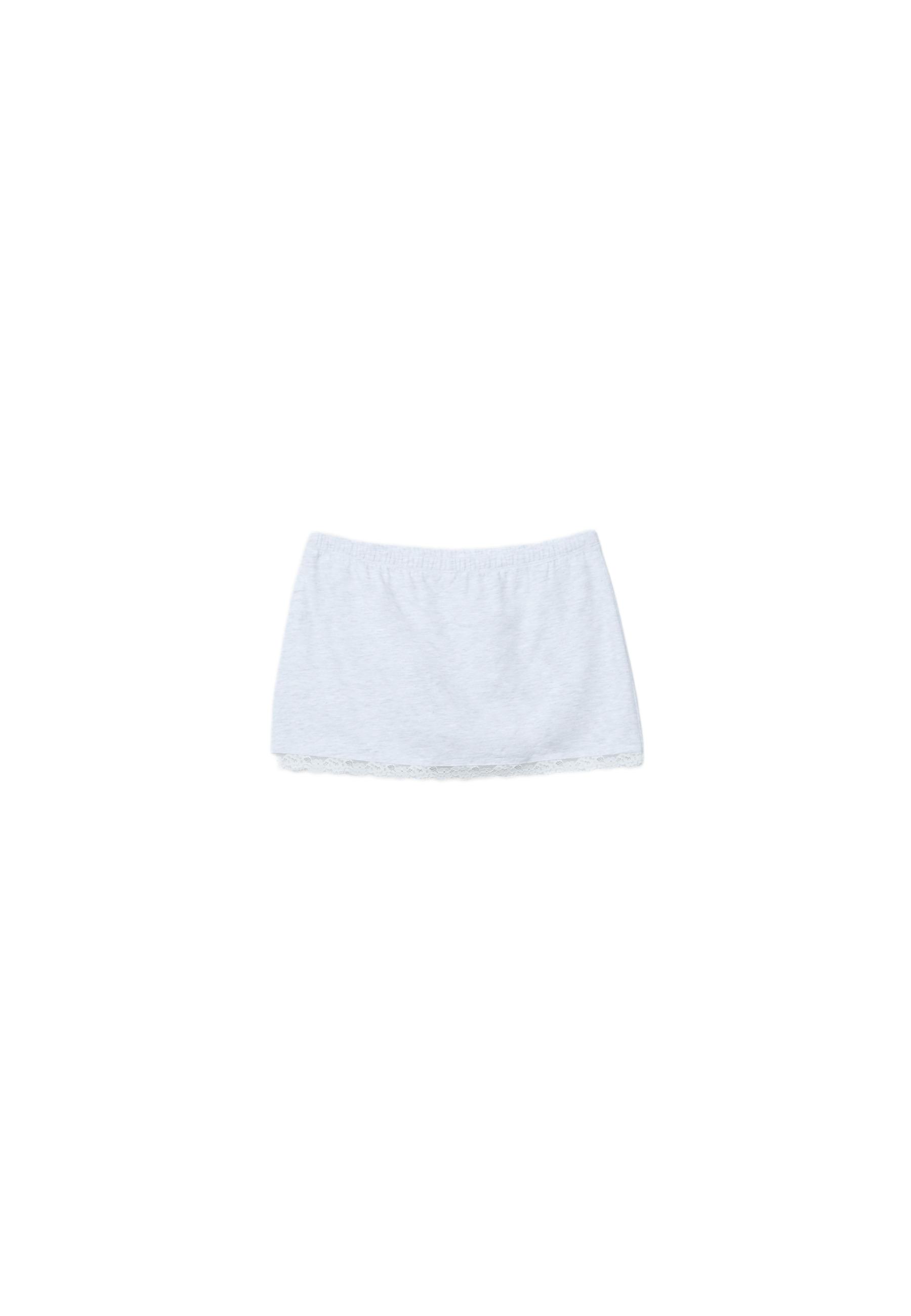 Lace trim mini skort — Grey melange