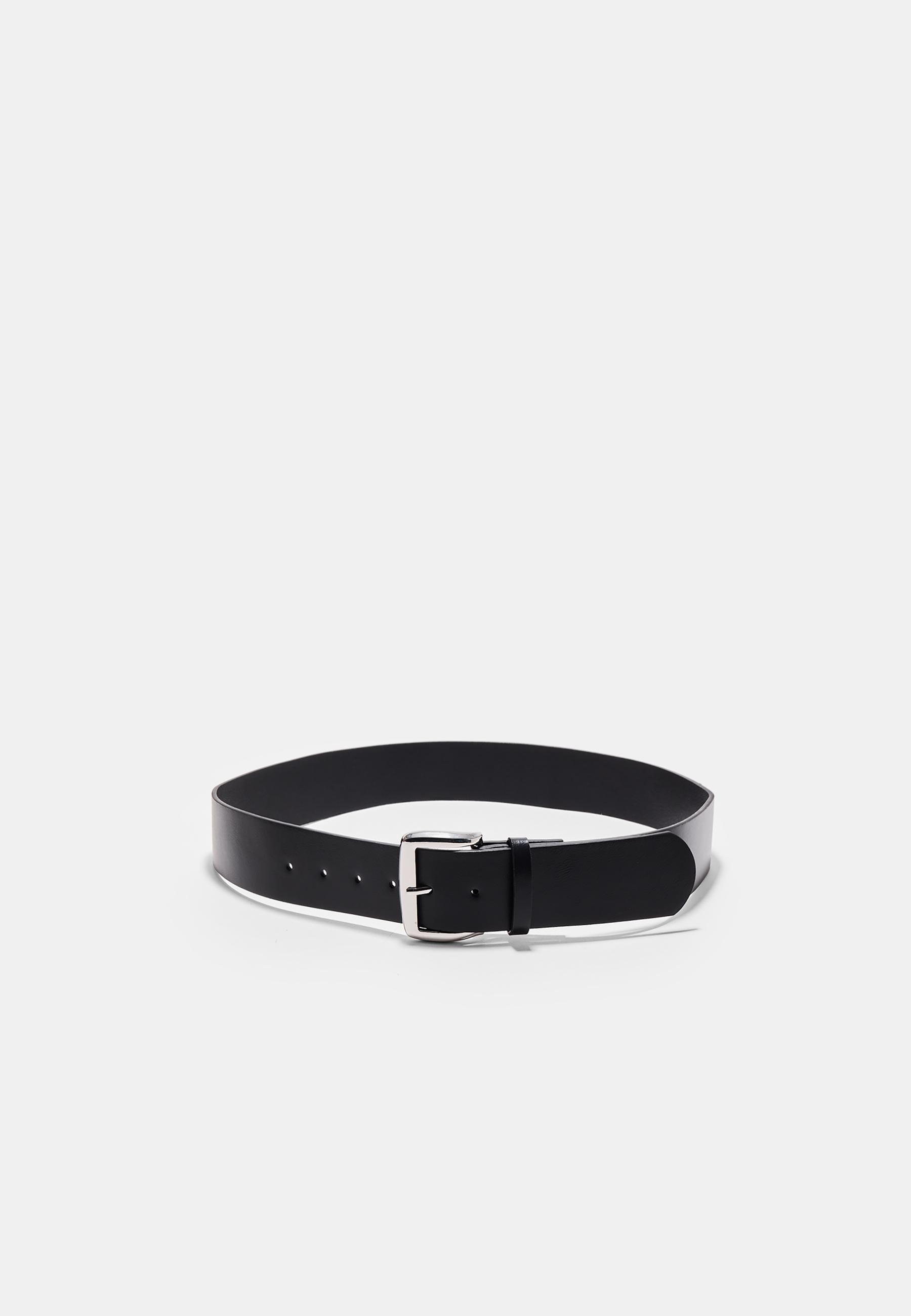 Semi-wide faux suede belt — Black