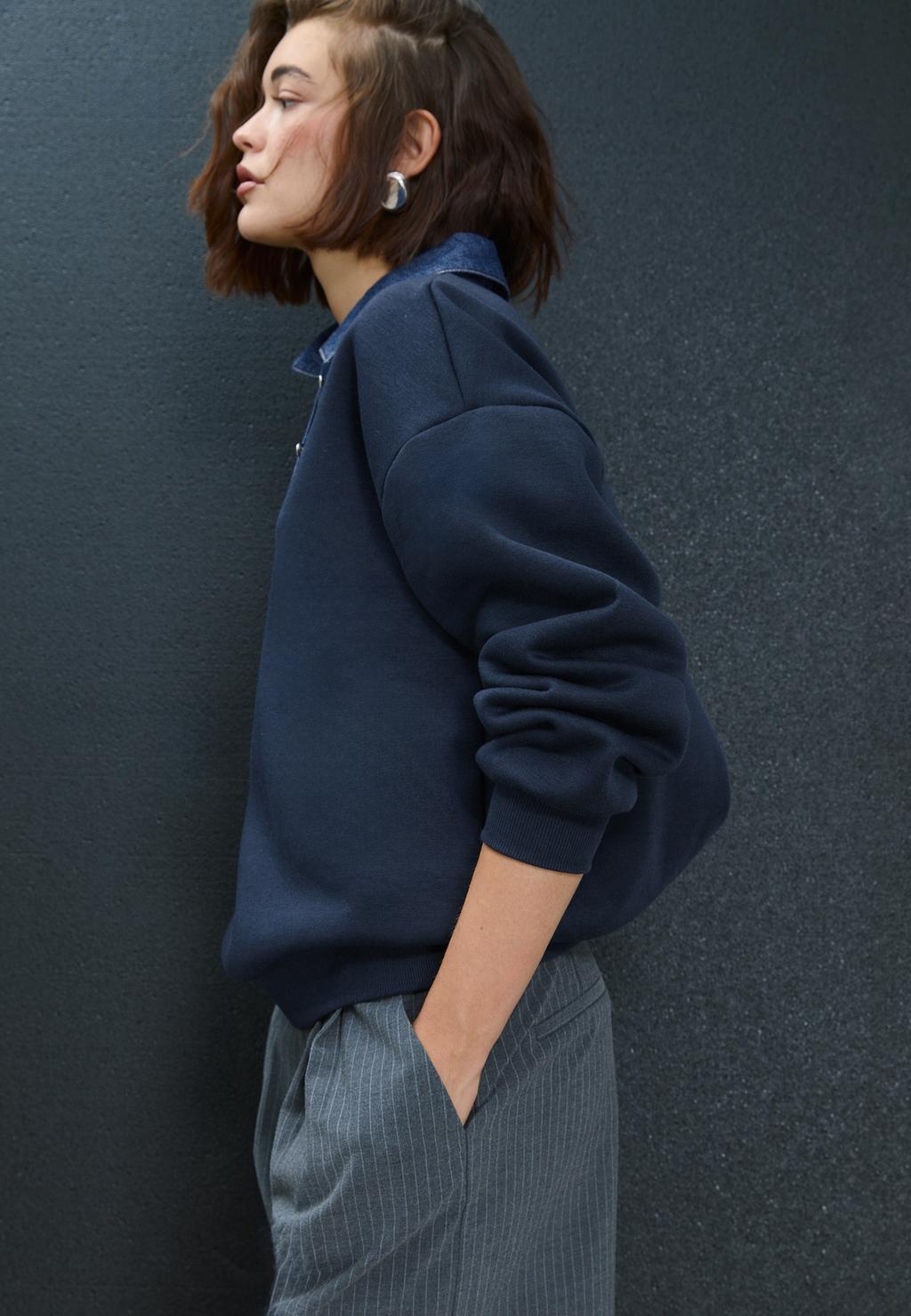 Sweat-shirt col denim