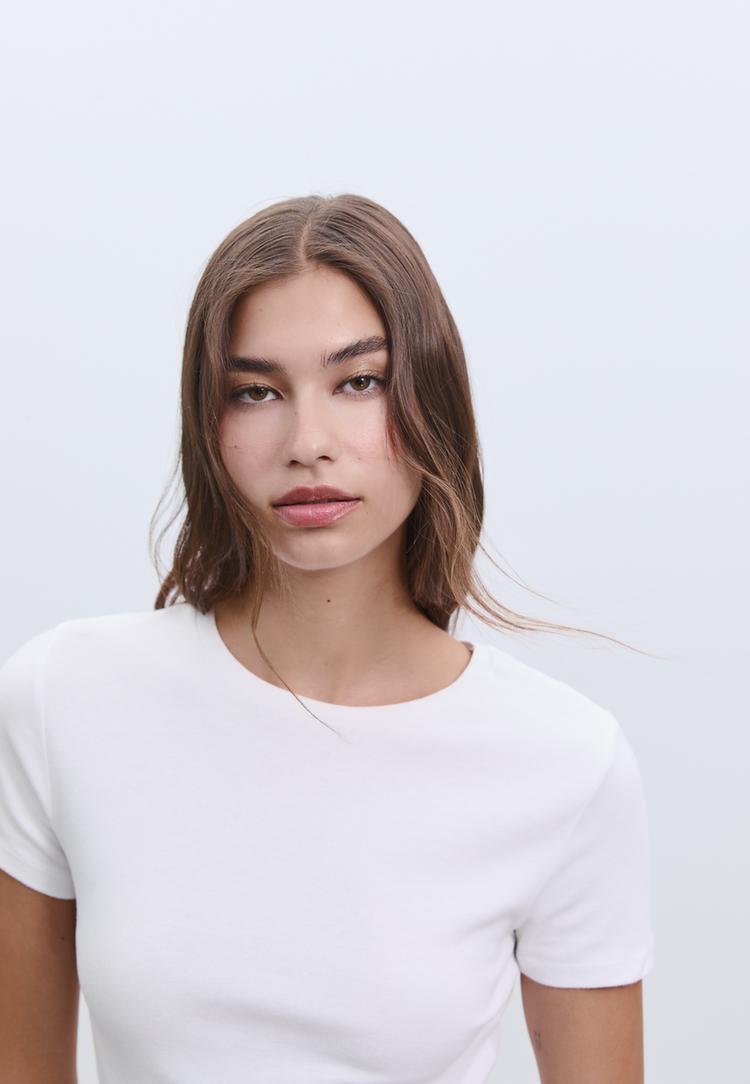 camiseta crop algodon
