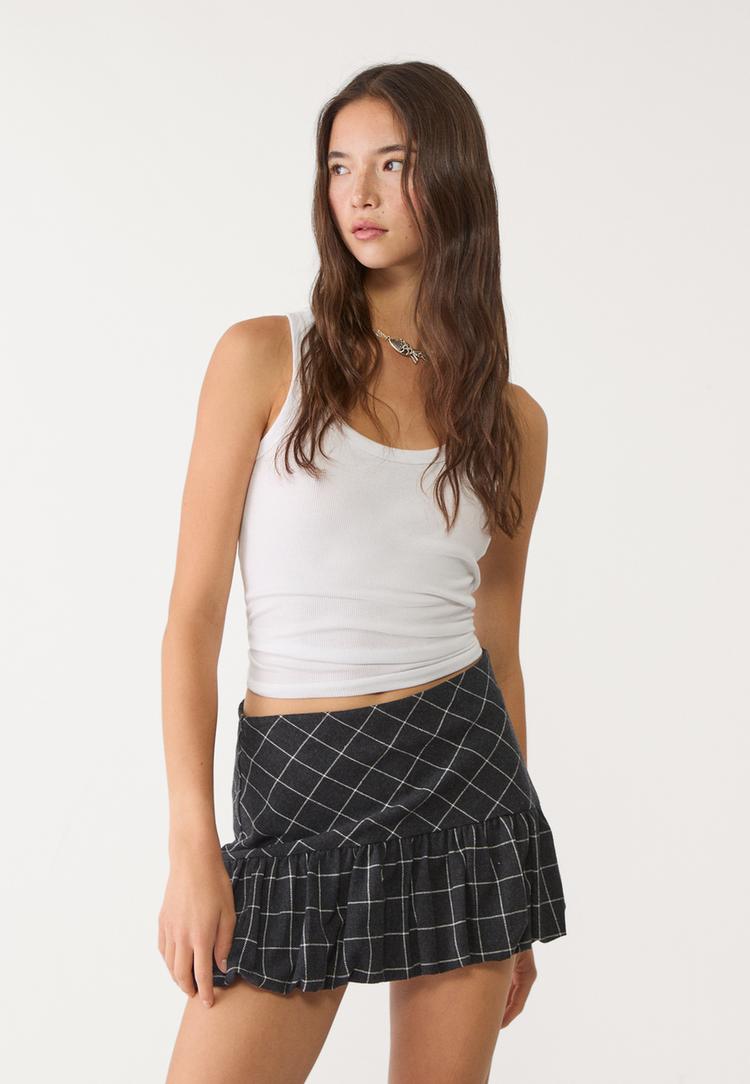 falda pantalon abullonada cuadros