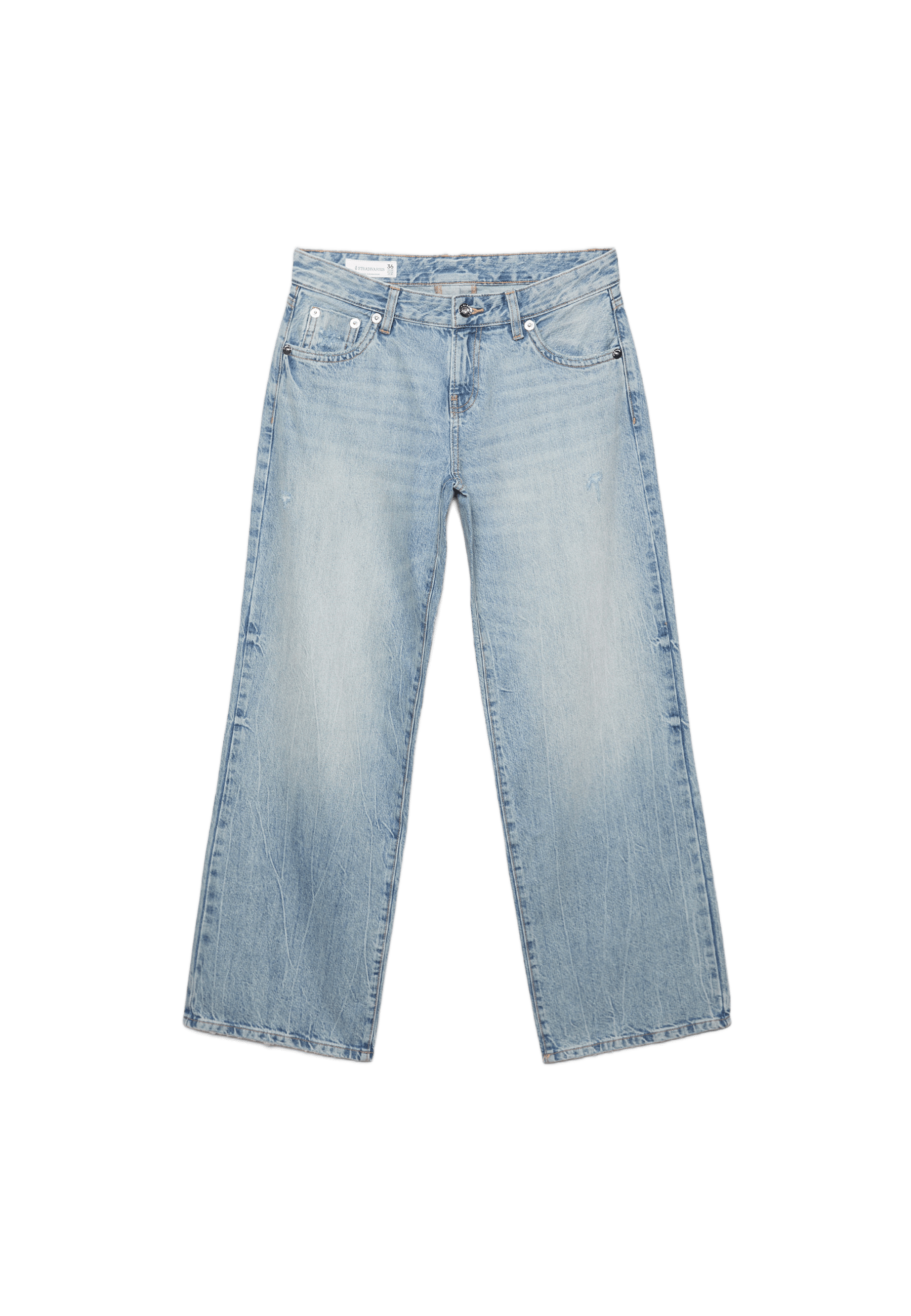 Low-rise straight jeans with studded pockets — OVERDYED BLUE DENIM