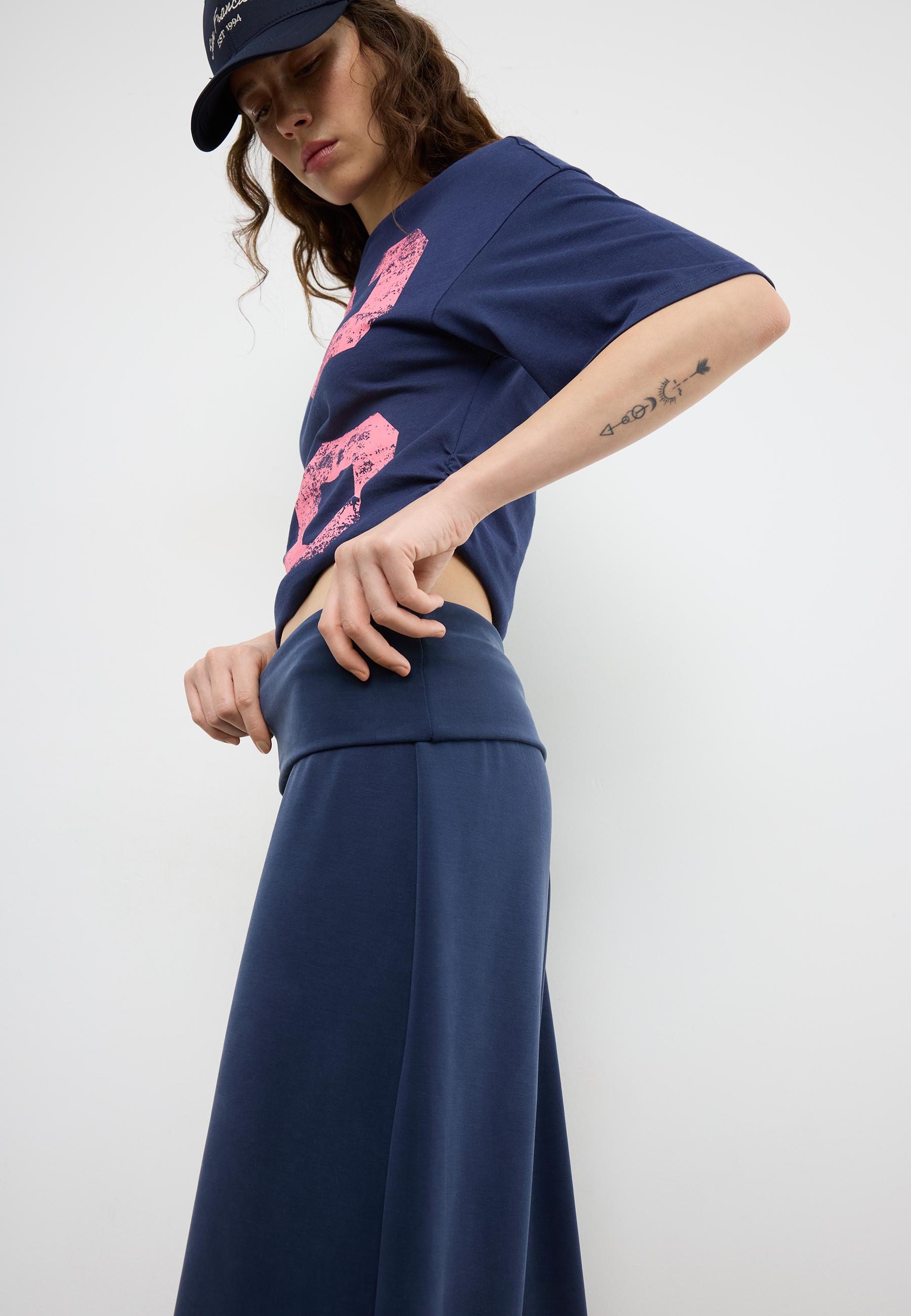 Soft-touch balloon jogger trousers with turn-up waist — Dark blue