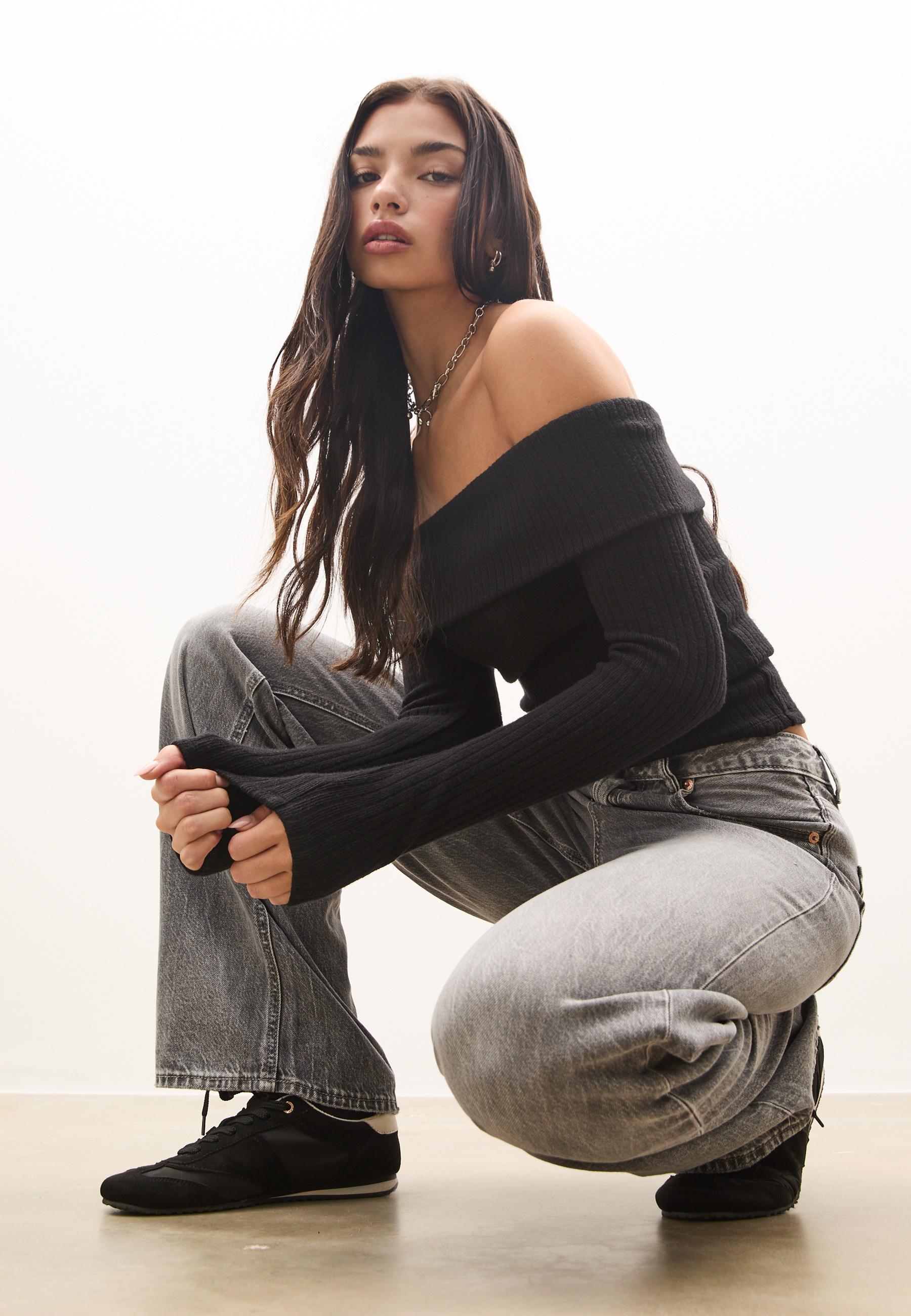 Off-the-shoulder knit top