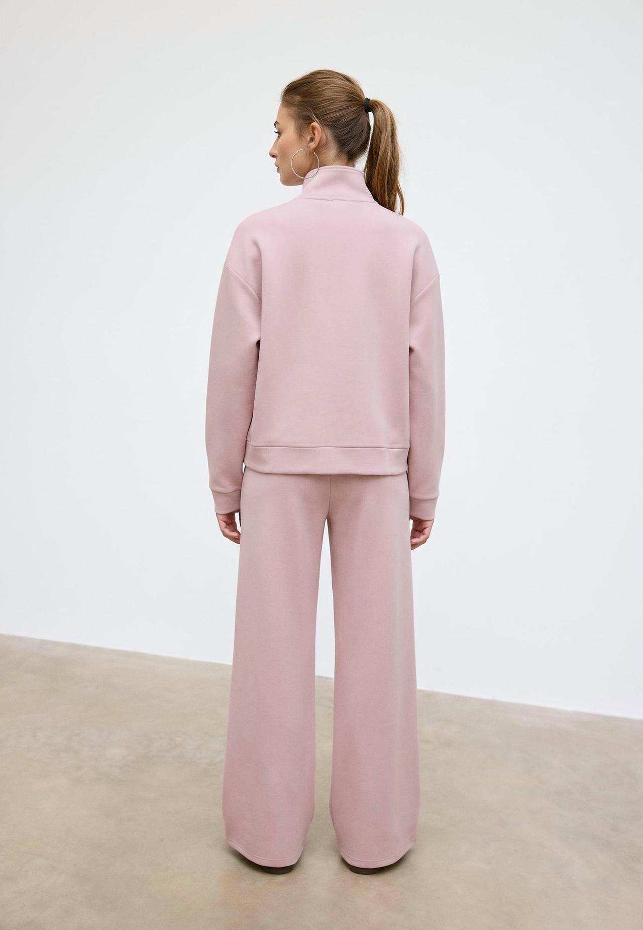 Soft-touch sweatshirt with zip — Pastel pink