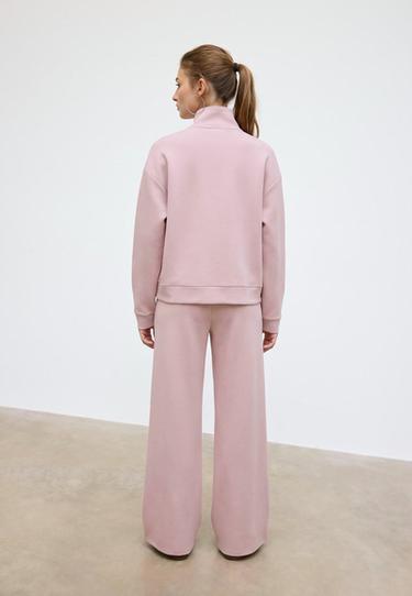 Soft-touch sweatshirt with zip — Pastel pink 5