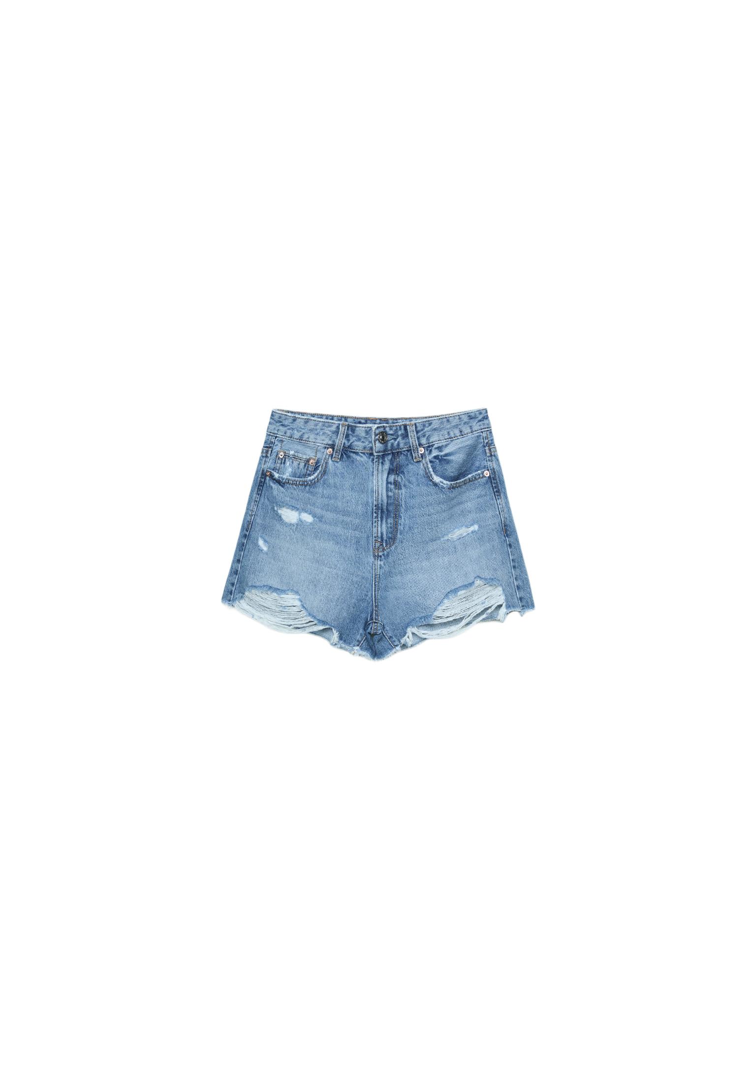 D75 Ripped denim shorts — MEDIUM BLUE DENIM