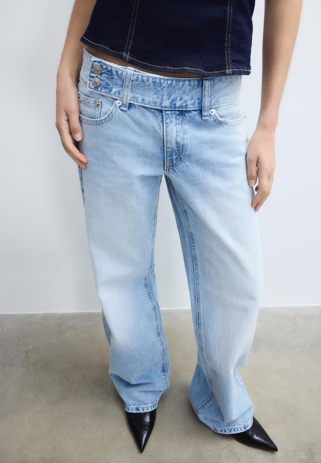 Camo Print Low Waist Straight Leg Jeans