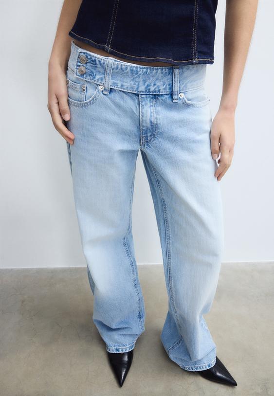 recht model jeans met lage taille en hamerlussen