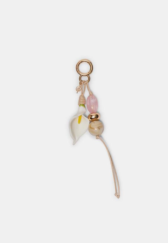 Stradivarius Cala Lily Beaded Key Ring White Os