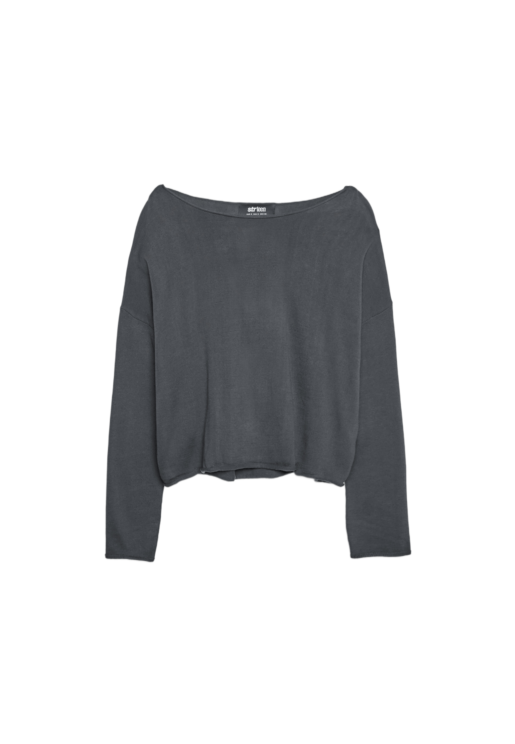 Boat neck cropped sweater — Dark grey (alternate view)