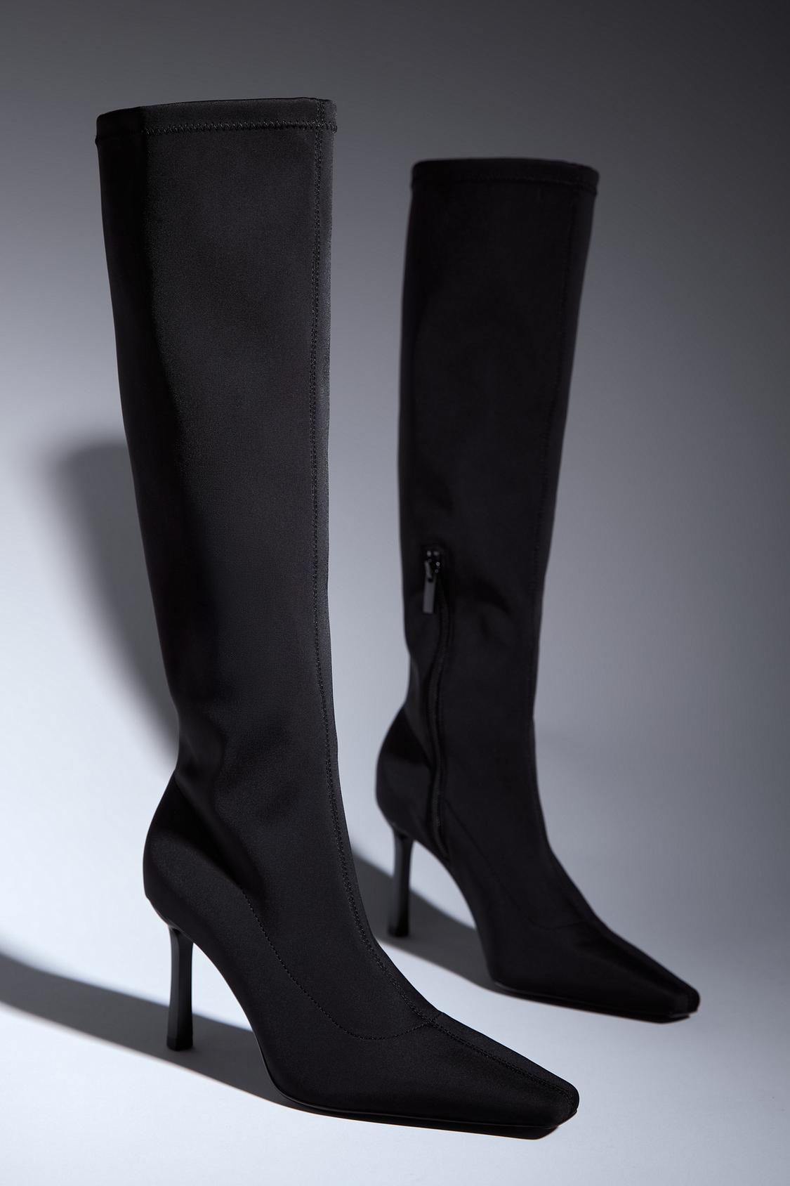 Neoprene-effect stiletto heel boots