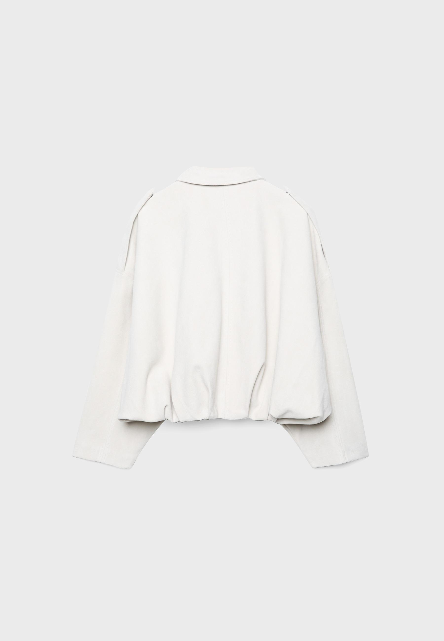 Faux suede bomber jacket — Ecru