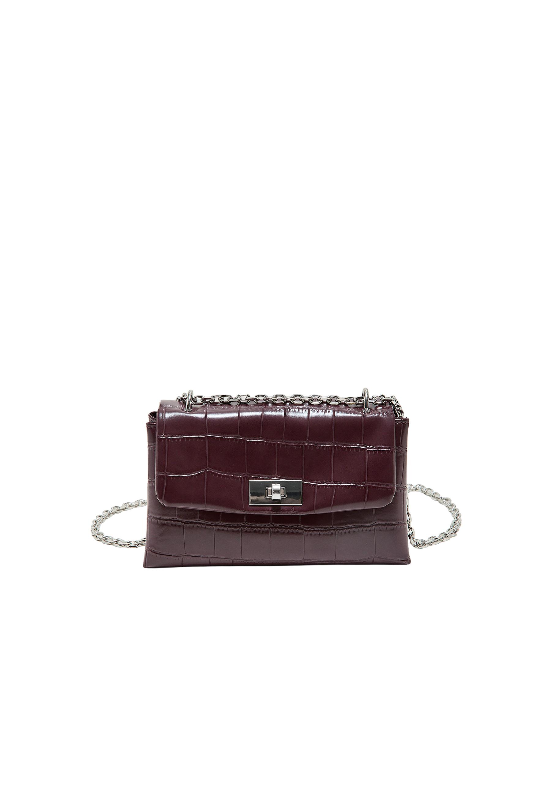 Rigid coconut effect crossbody bag — Burgundy