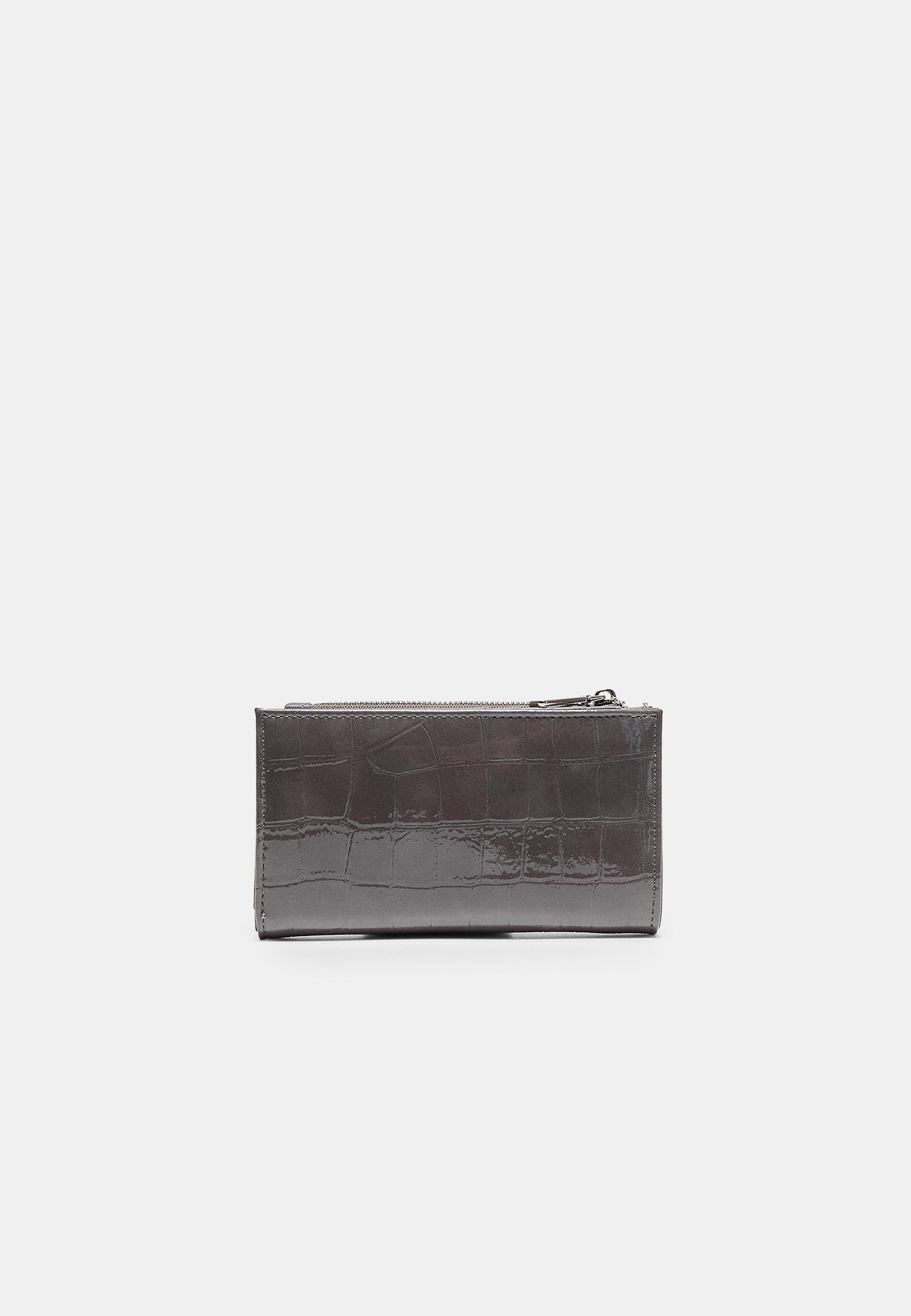 Basic mock croc purse — Dark grey