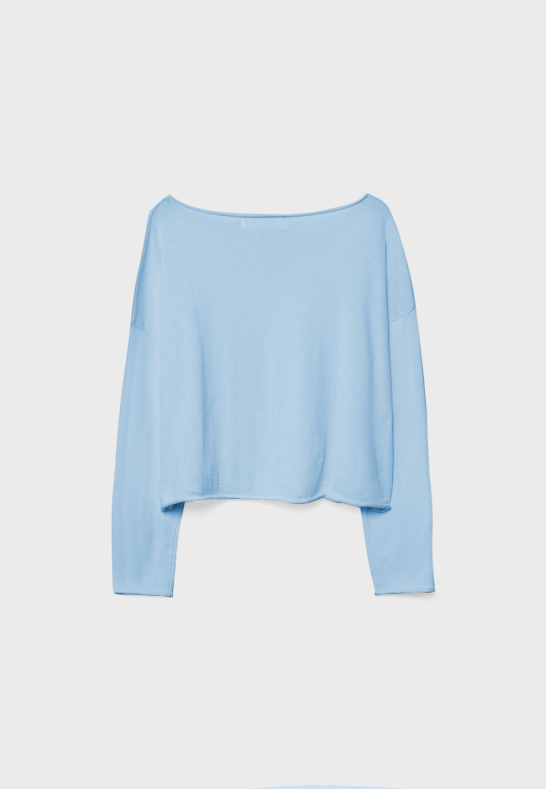 Boat neck cropped sweater — Sky blue