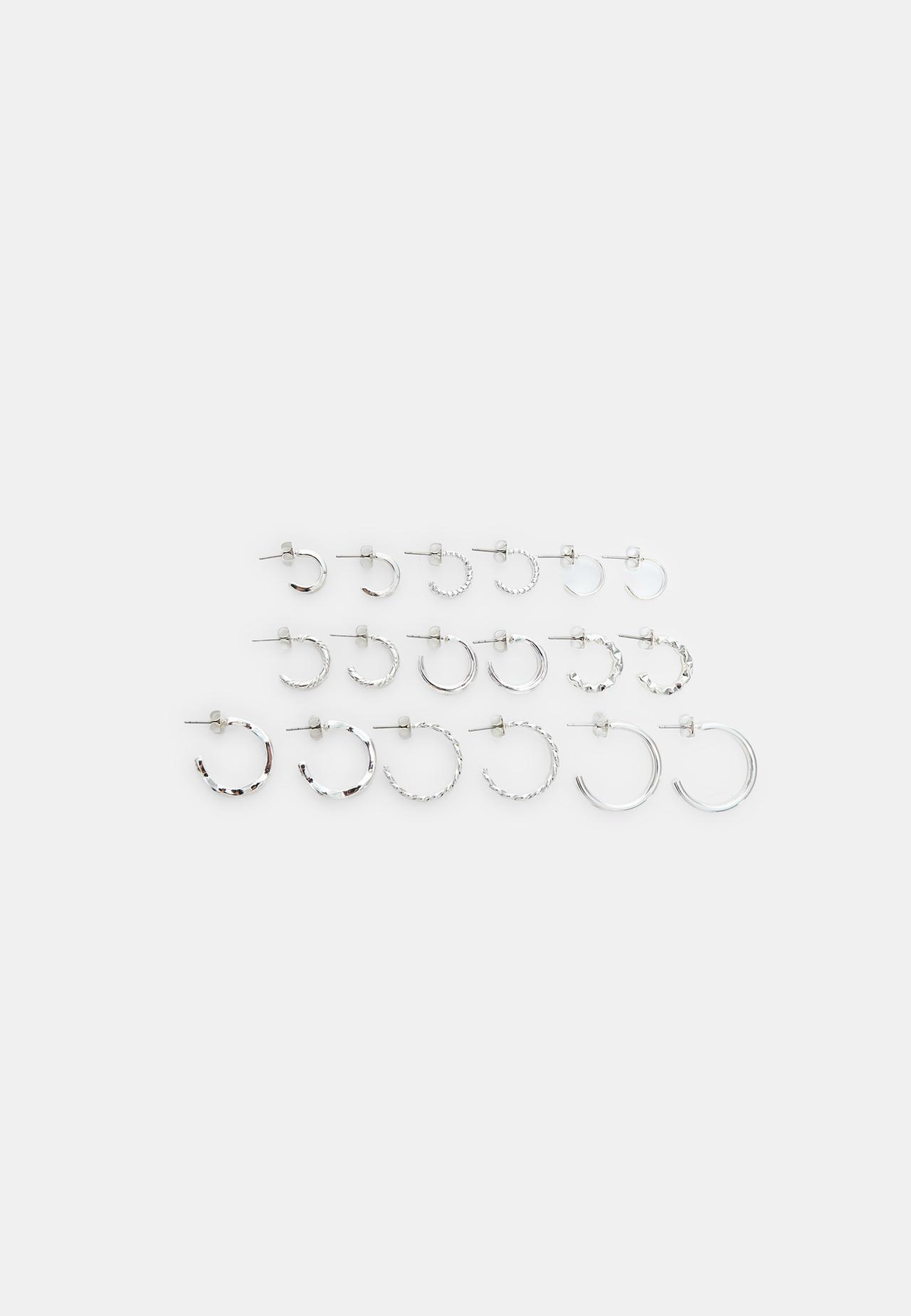 Set of 9 hoop earrings — Grey