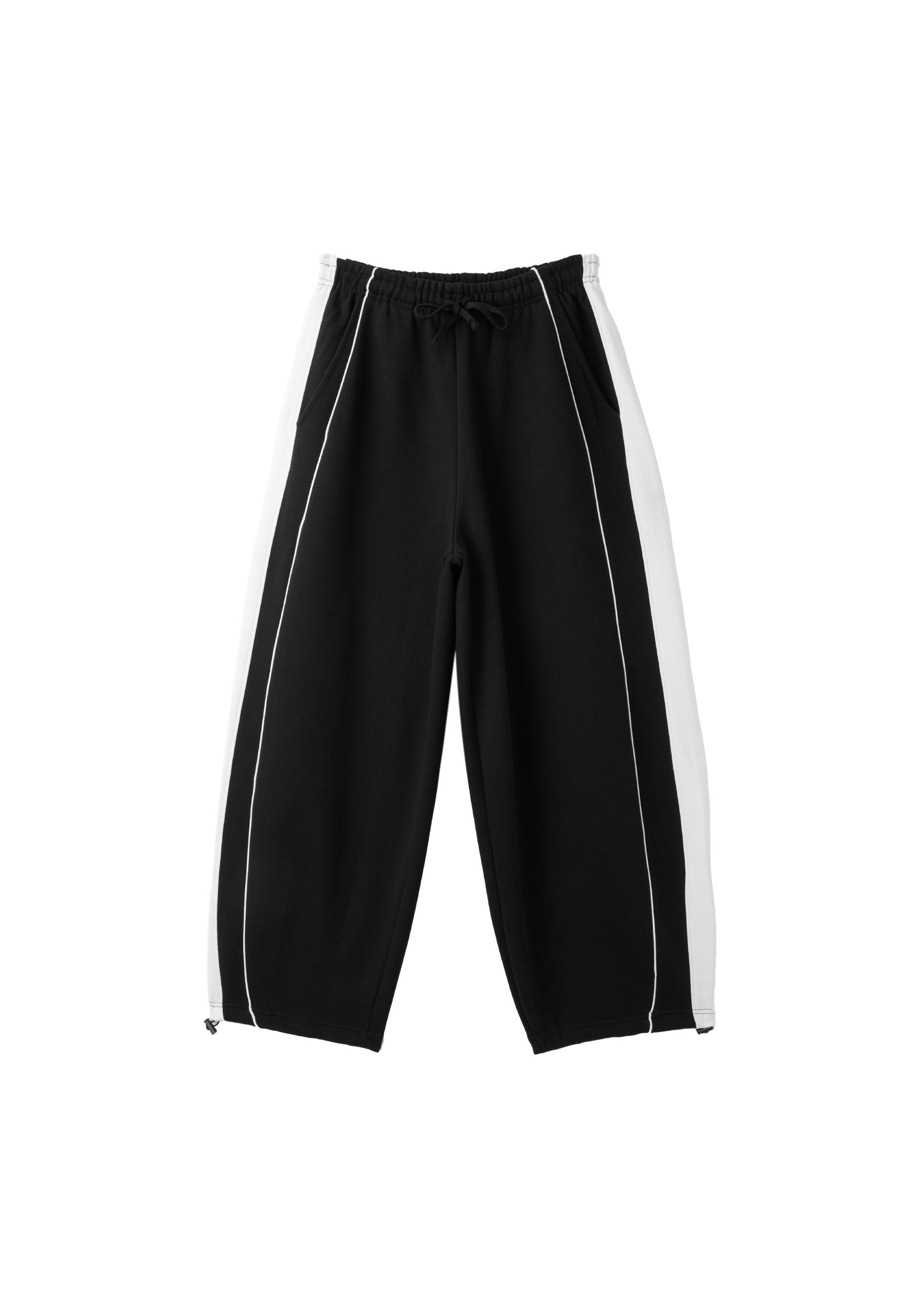 Plush contrast-side band joggers with toggles — Black