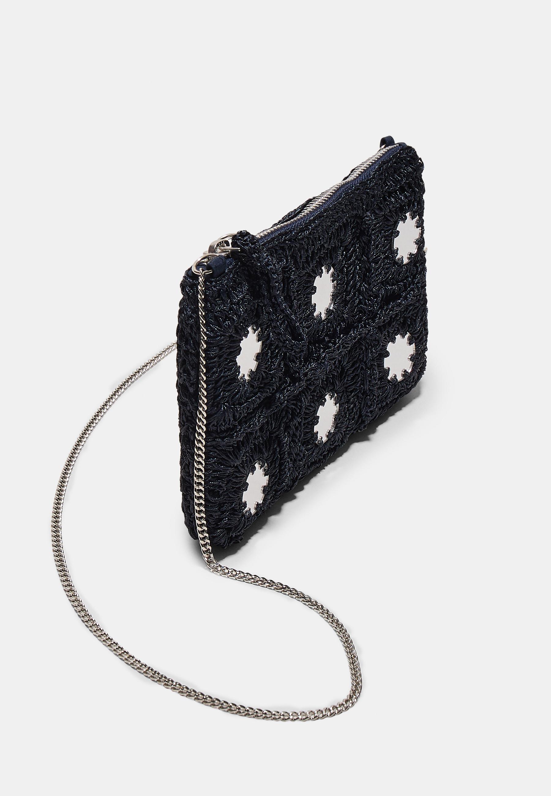 Mini mirror crochet crossbody bag — Navy blue