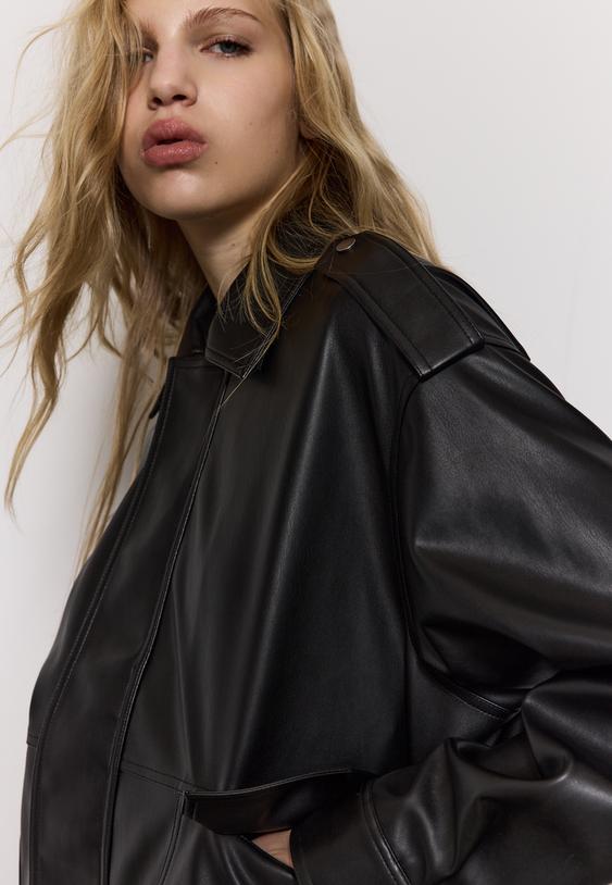 cazadora biker oversize efecto piel