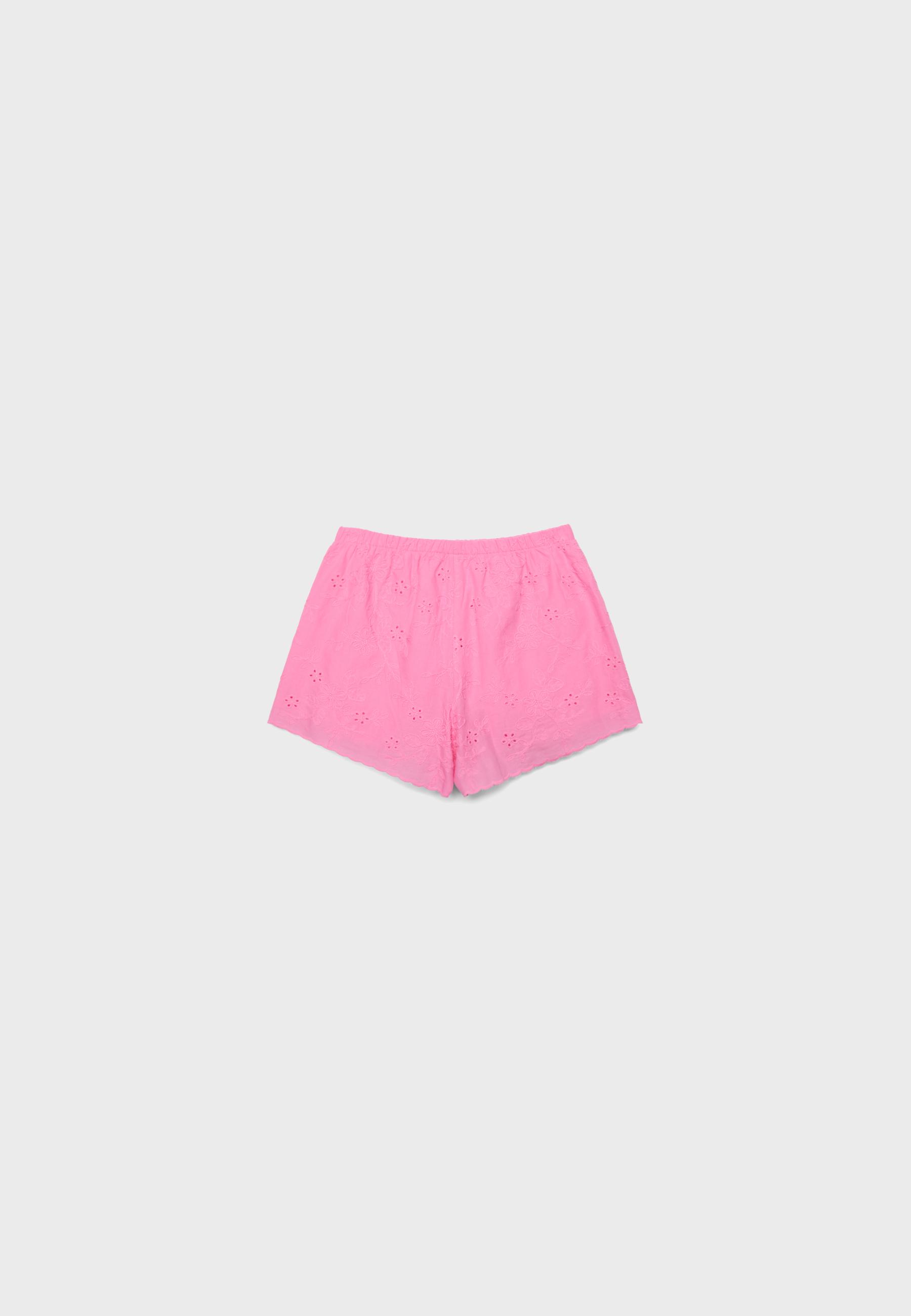 Embroidered shorts — Bubblegum pink