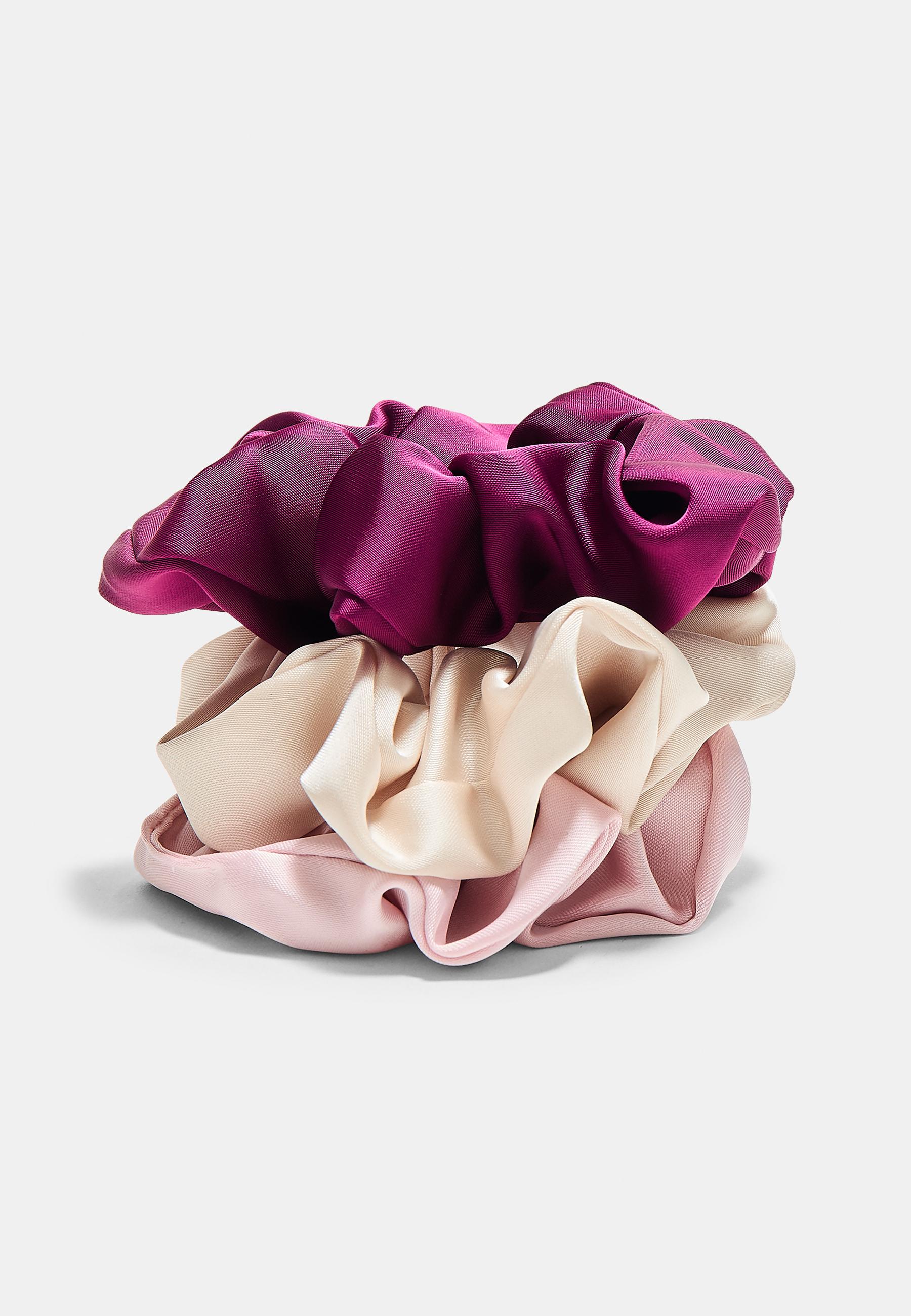 Set of 3 satin scrunchies — Pink
