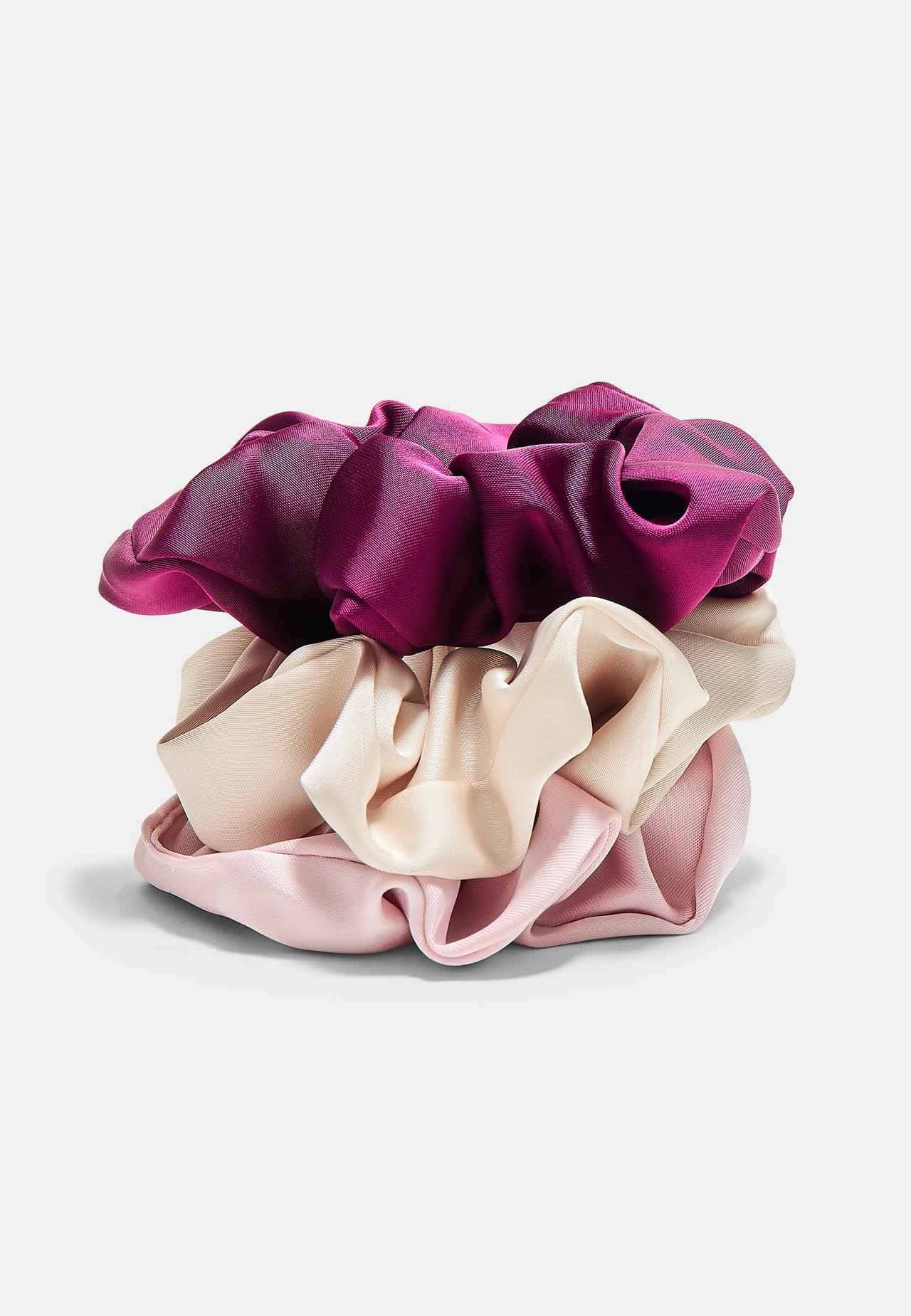 Set of 3 satin scrunchies — Pink