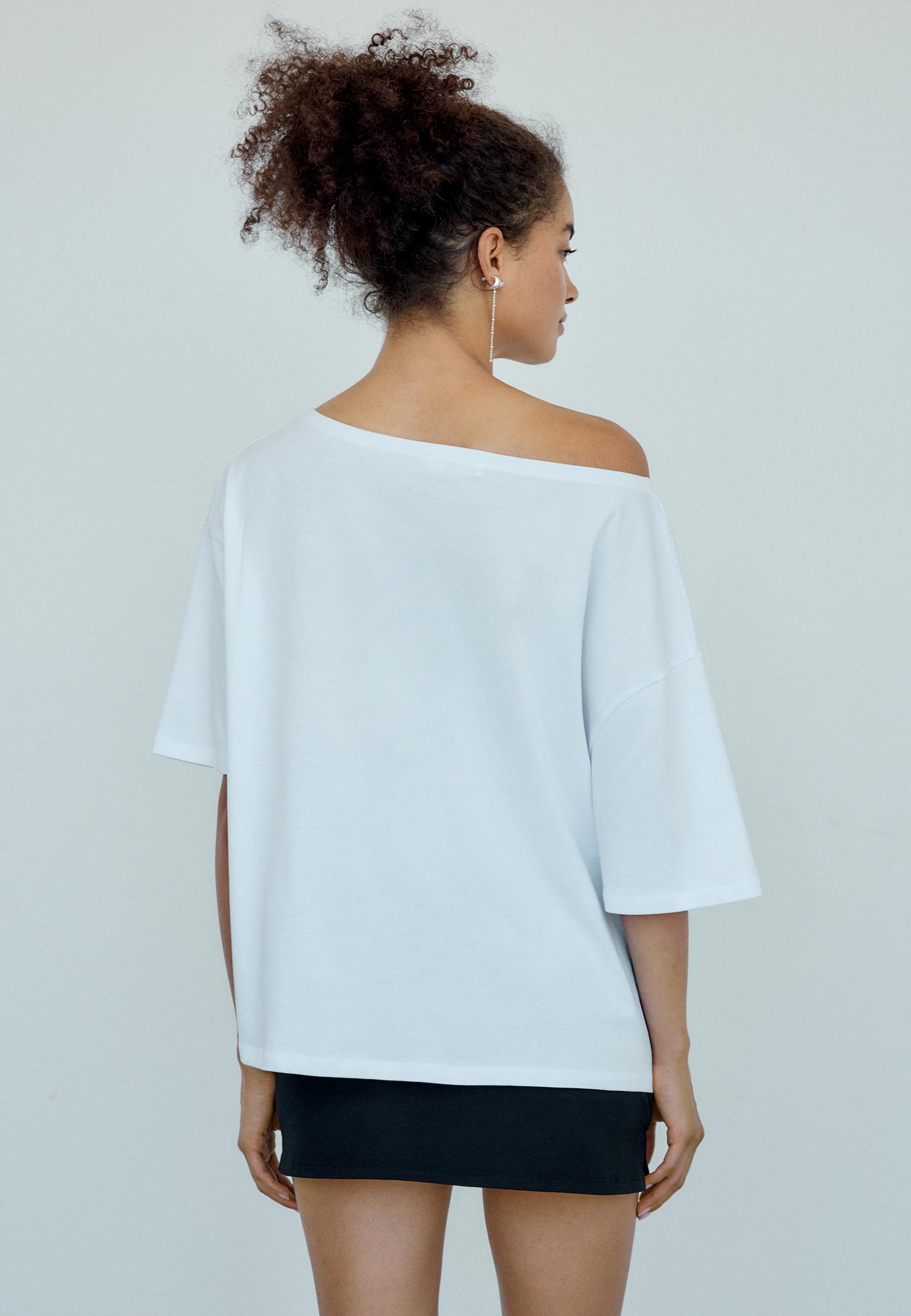 Positional print T-shirt — Ecru