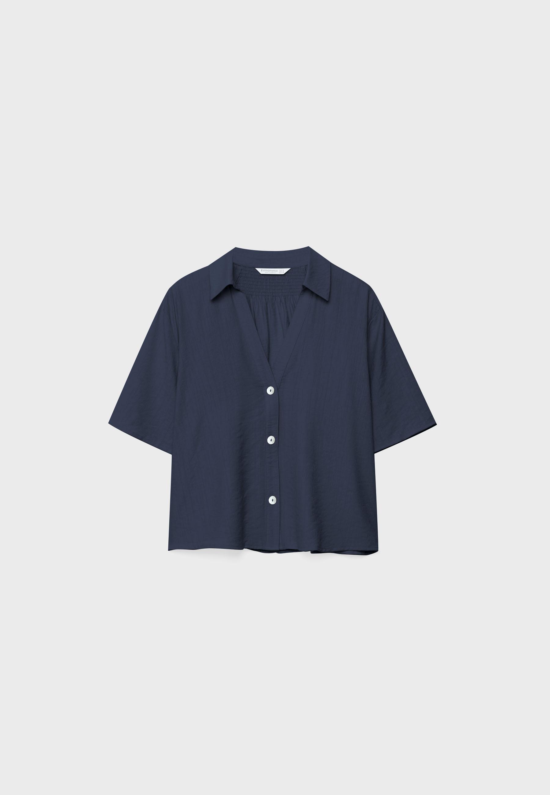 Button-up flowing shirt — Navy blue