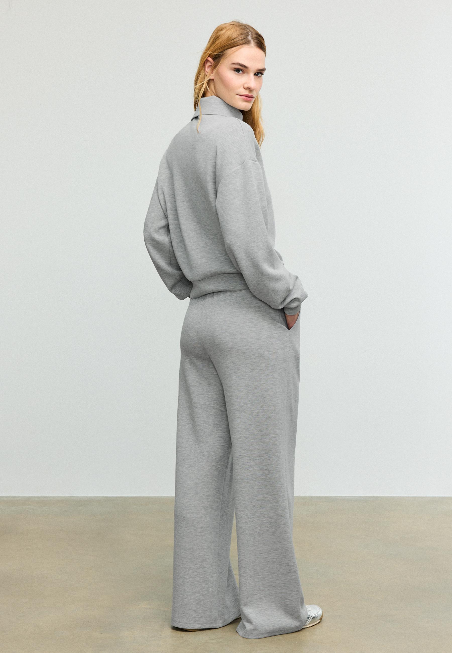 Soft-touch darted trousers — Grey melange