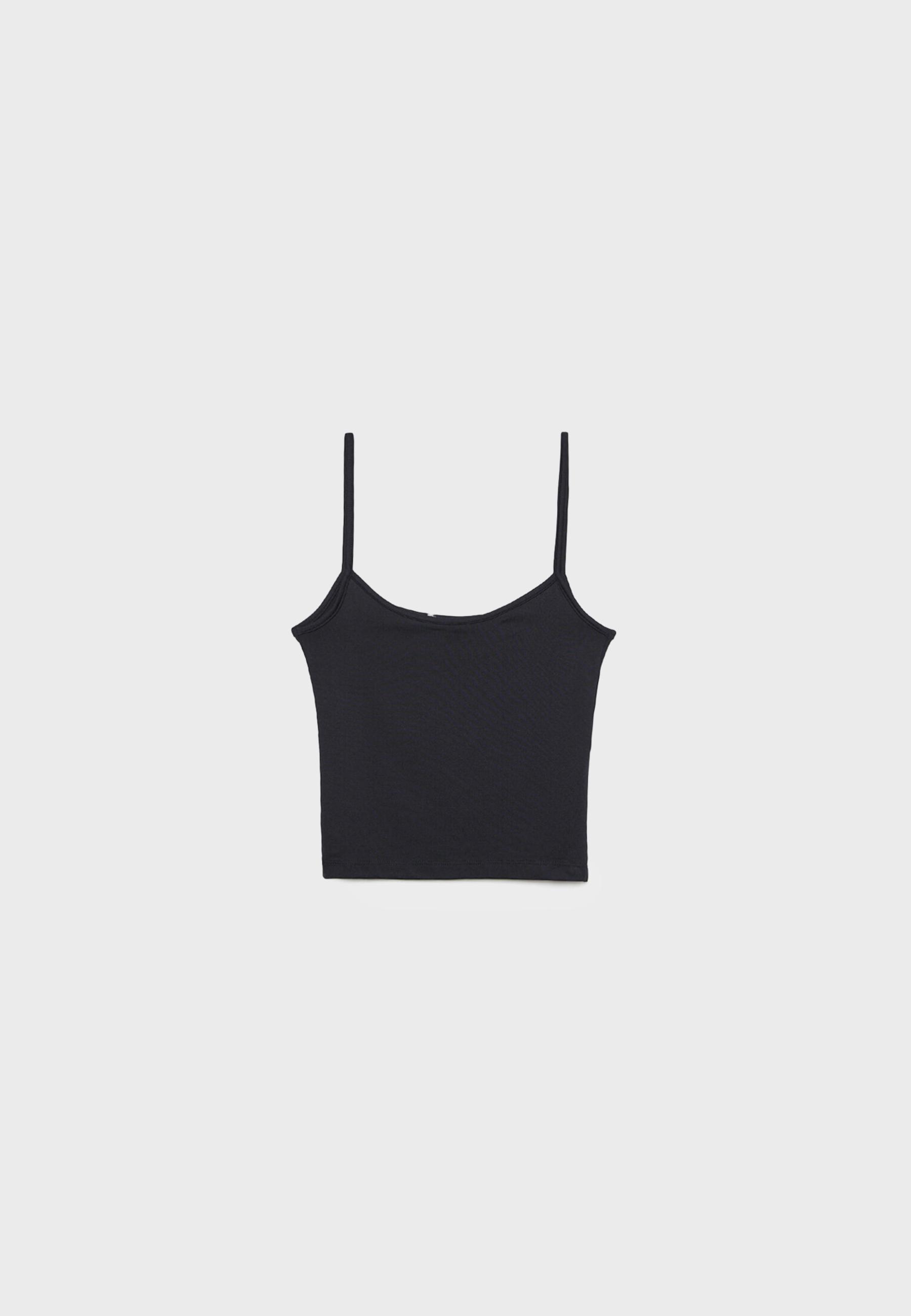Strappy polyamide top — Black